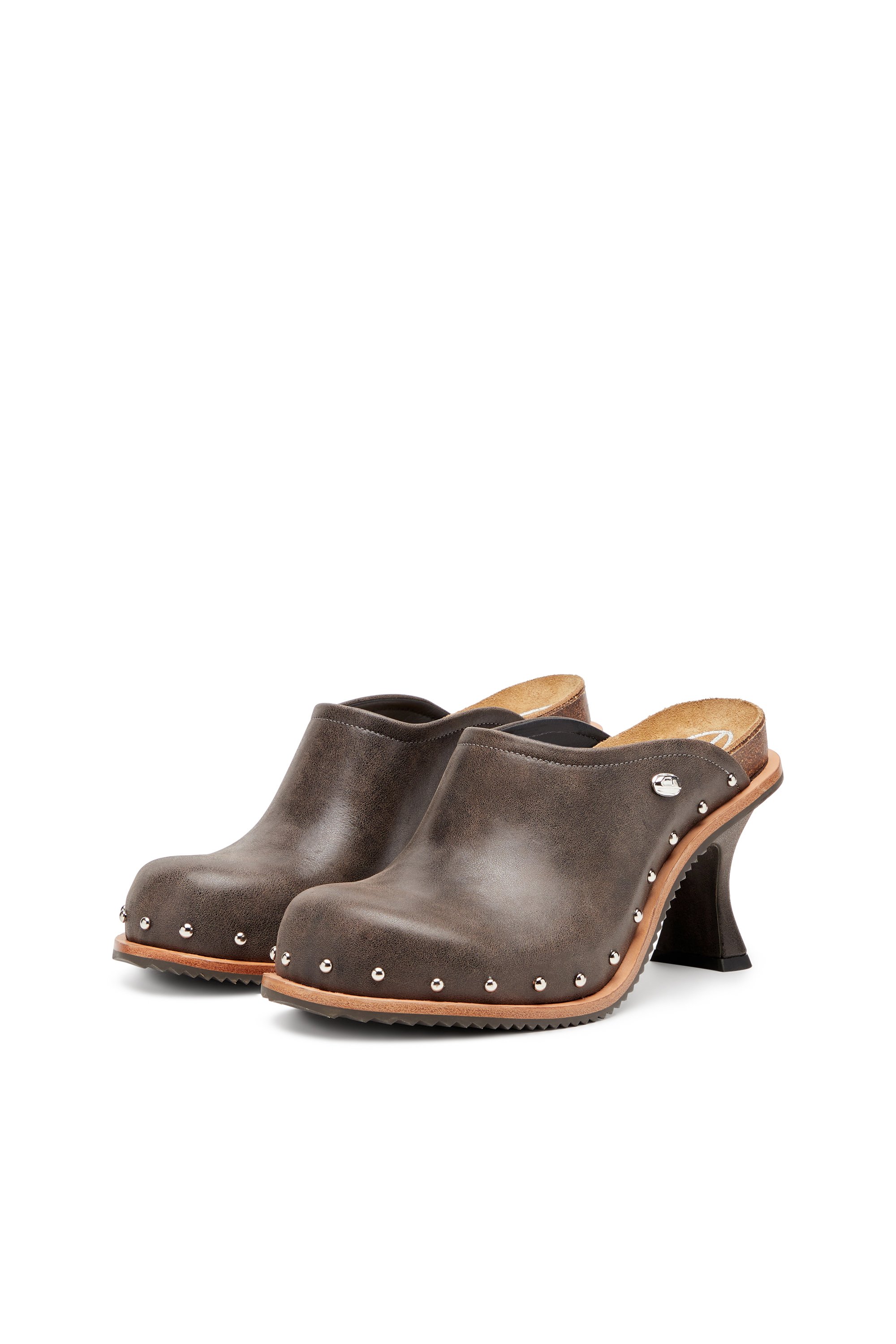 Diesel - D-WOODSTOCK ML CLOG W, Woman's Studded leather mules in Dark Brown - 8