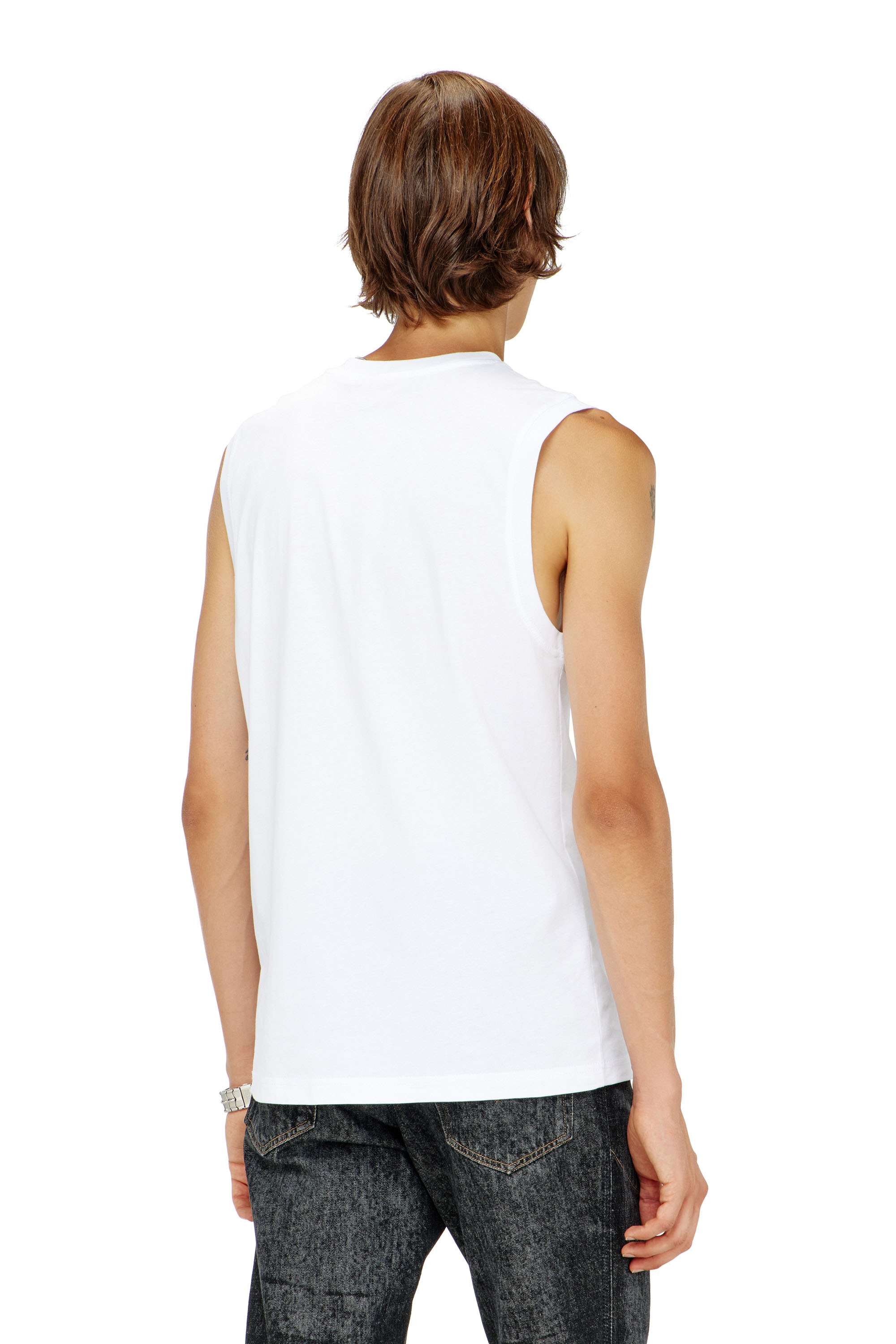 Diesel - T-ISCO-DIV, D&eacute;bardeur avec logo imprim&eacute; sur le devant Homme in Blanc - 4