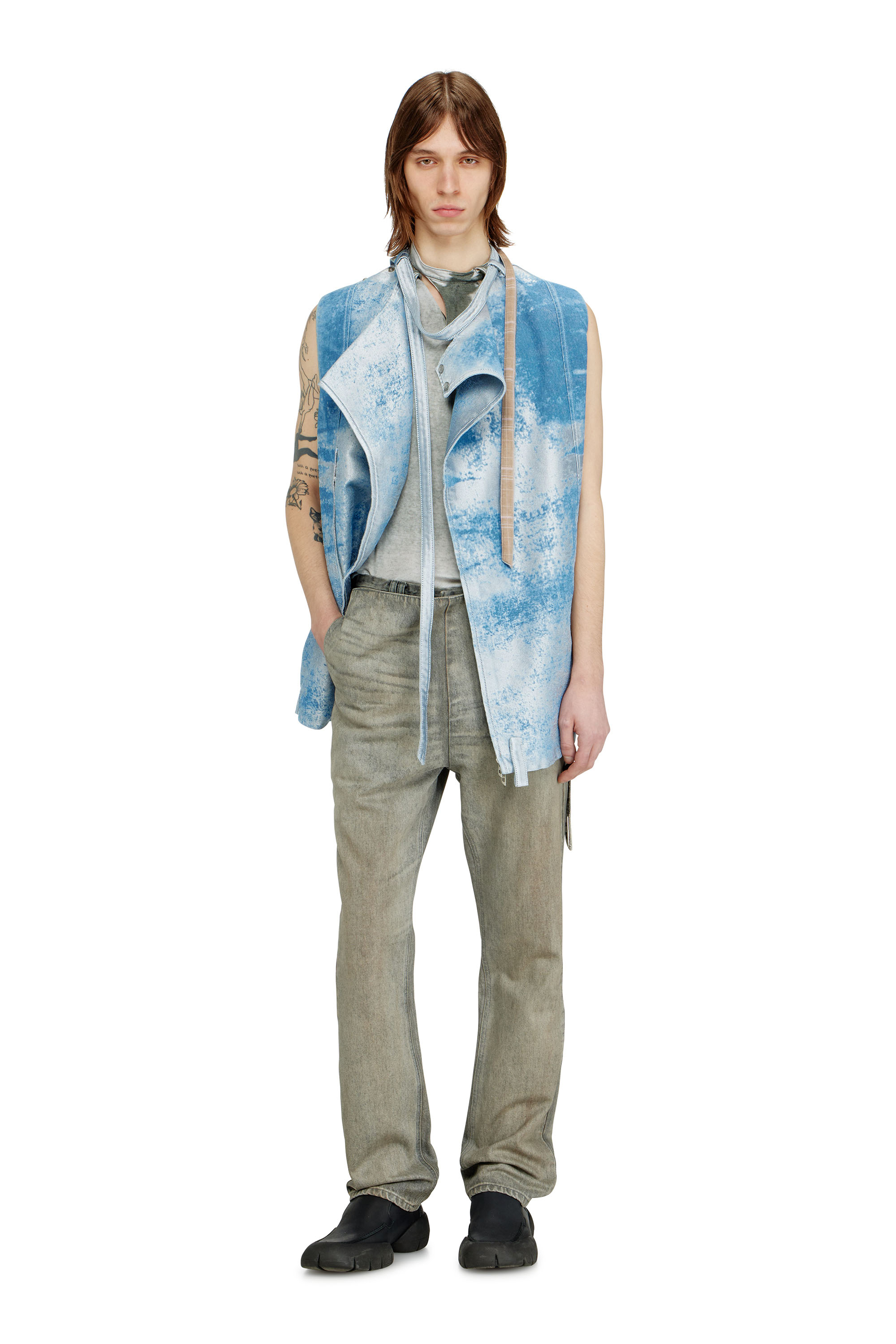 Diesel - D-LORMIL-FSI, Gilet in satin denim colorato Uomo in Blu - 1