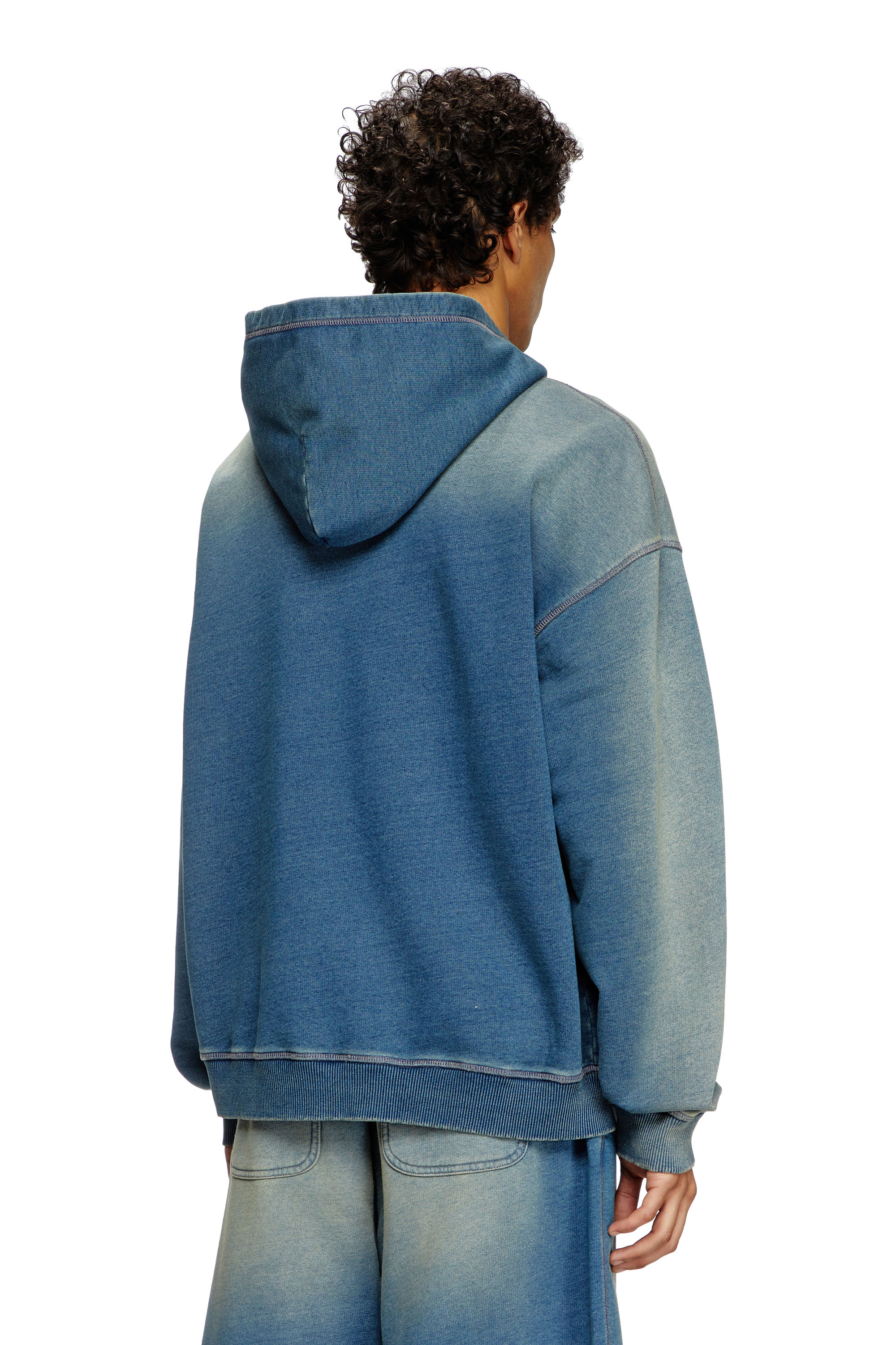 Diesel - S-BOXT-HOOD-R6, Hoodie sfumato con ricamo logo Uomo in Blu - 4