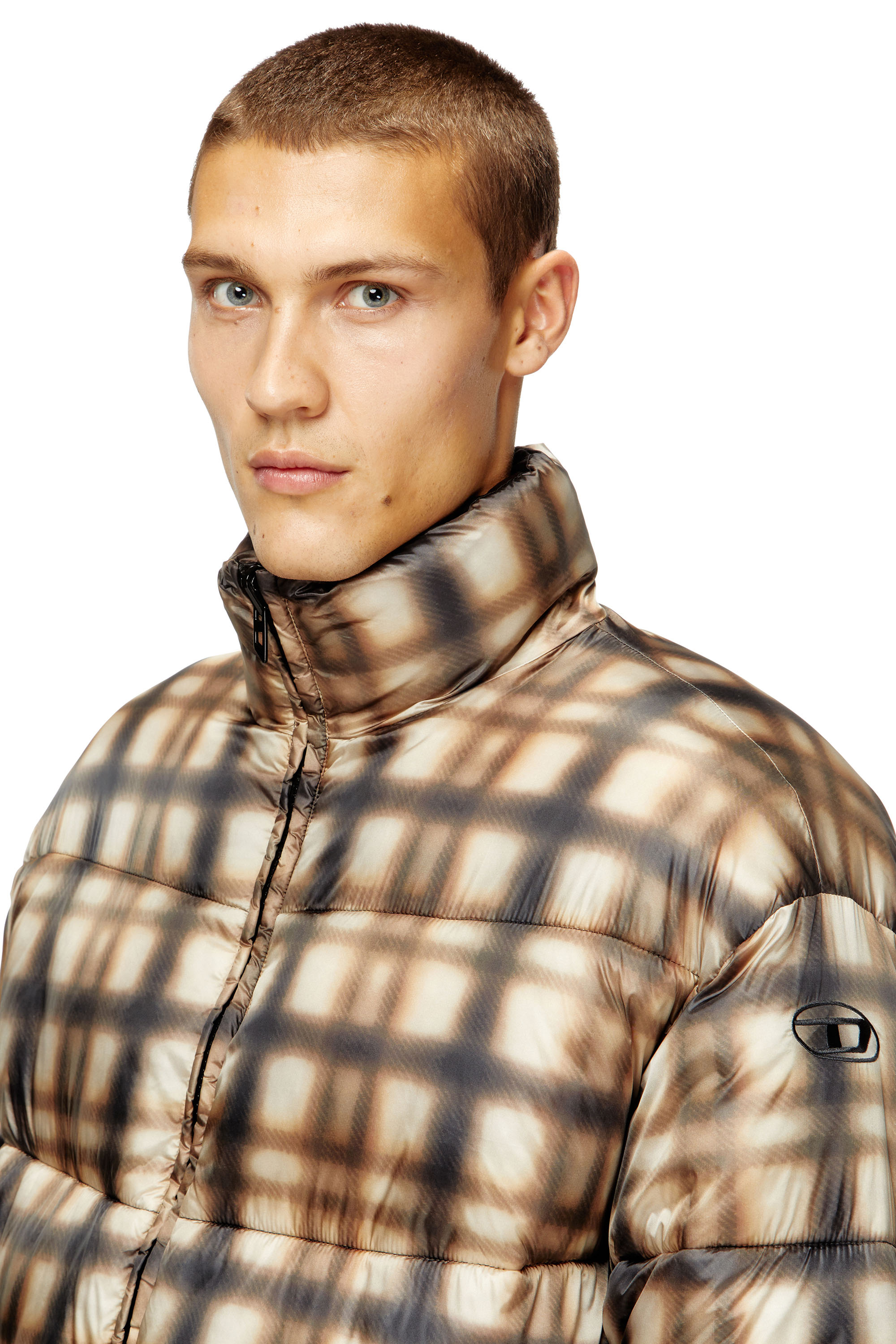 Diesel - W-BOURBON-ENBM, Herren Wendbare gesteppte Bomberjacke in Schwarz/Beige - 5