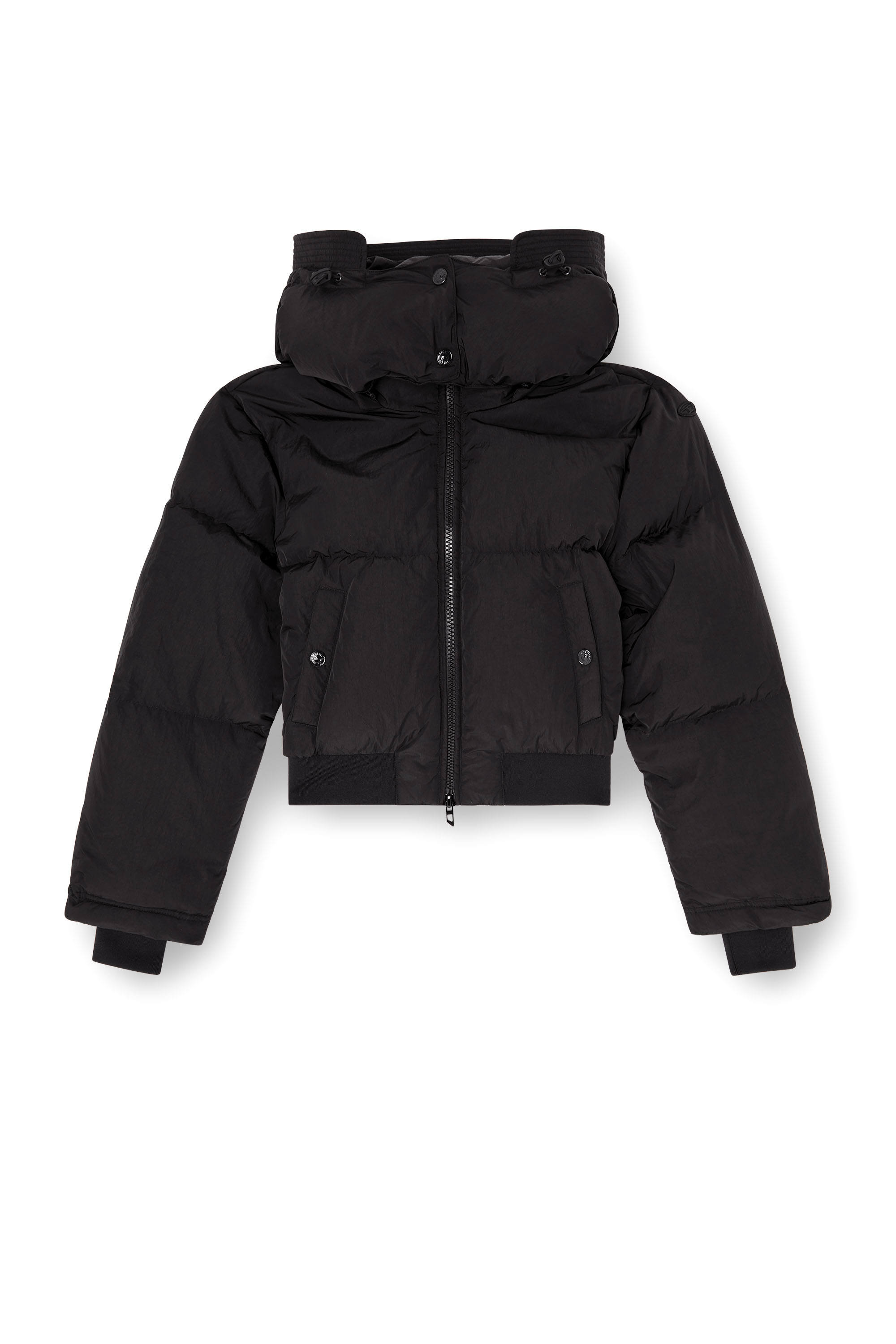 Diesel - W-PEYT-SHORT-NEW-WD, Damen Wrinkled-nylon Daunenjacke mit abnehmbarer Kapuze in Schwarz - 3