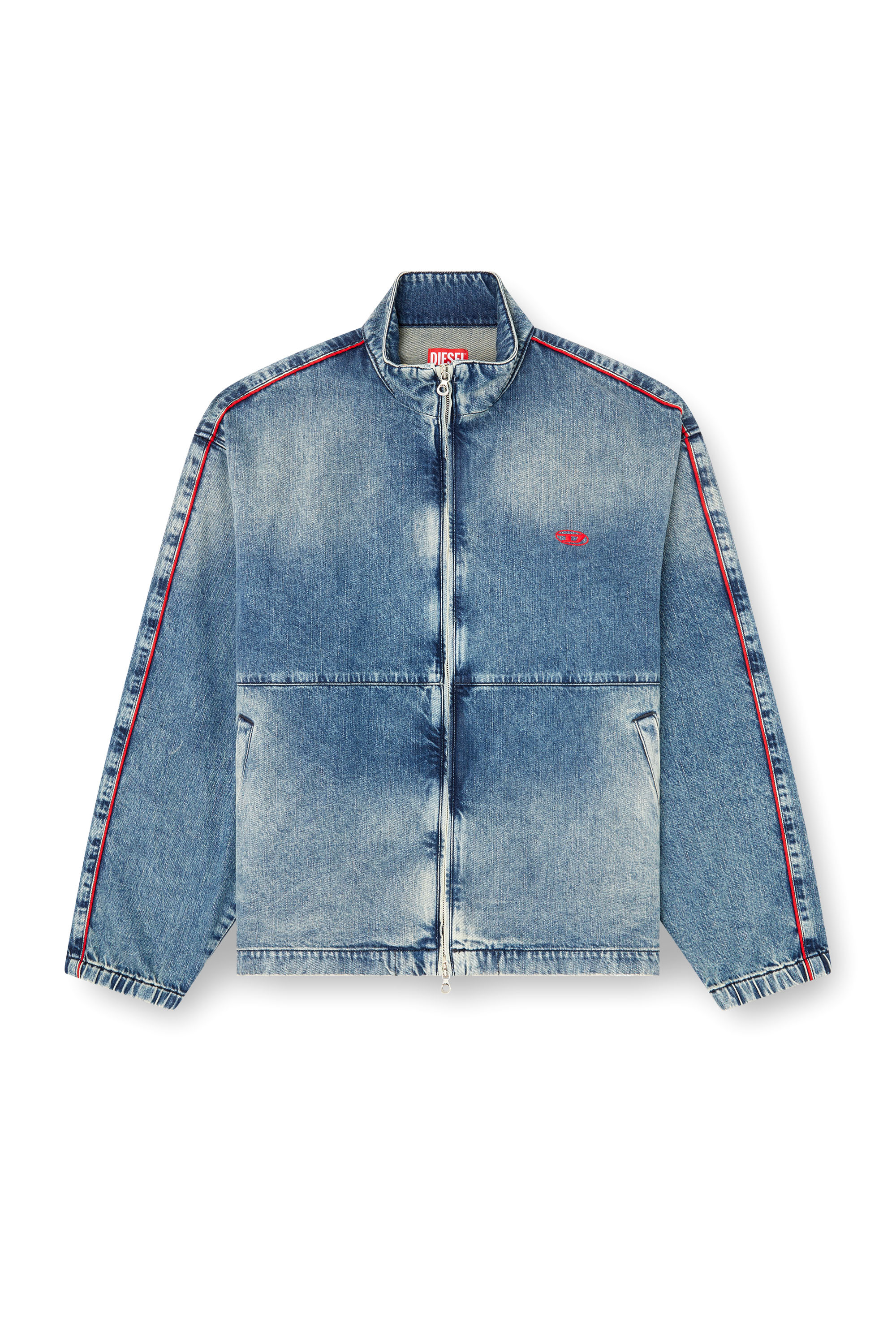 Diesel - D-KRAP-S2, Giacca in denim con profili rossi Uomo in Blu - 3