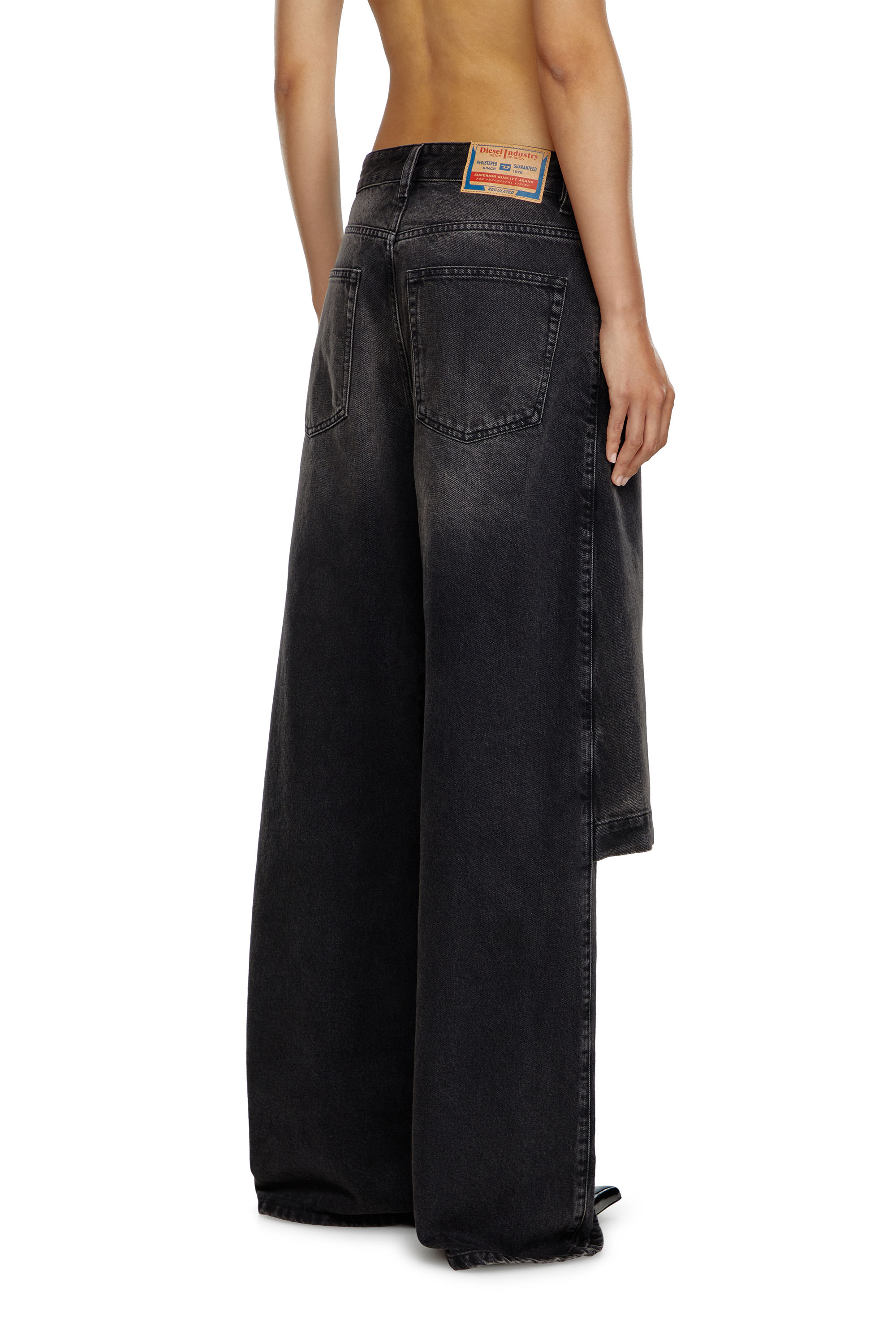 Diesel - Woman Straight Jeans D-Syren 0CBDG, Black/Dark grey - Image 3