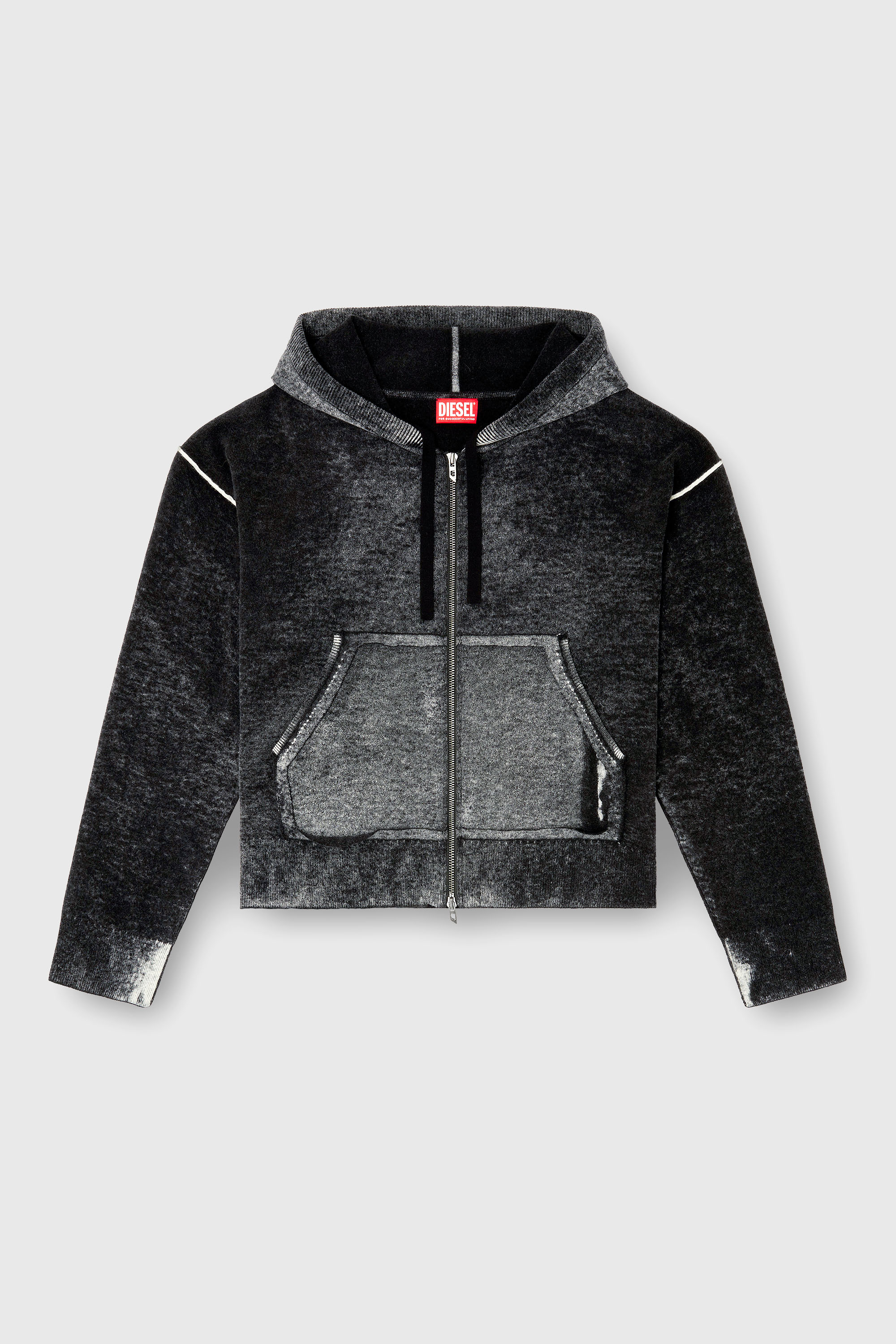 Diesel - M-HERMINE, Cardigan &agrave; capuche &agrave; imprim&eacute; invers&eacute; en laine Femme in Polychrome - 2