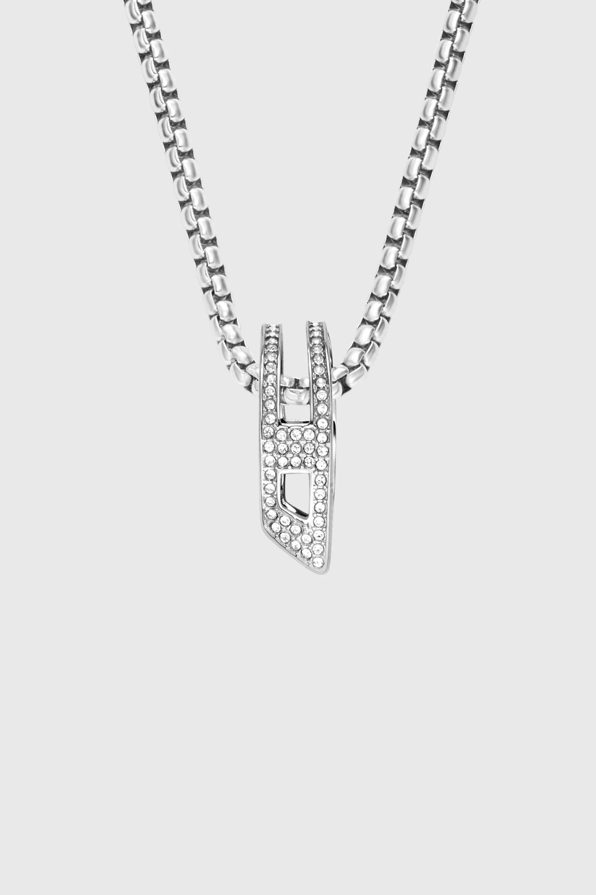 Diesel - DX1741040, Collier en acier inoxydable avec pendentif pav&eacute; Mixte in Gris argent&eacute; - 2