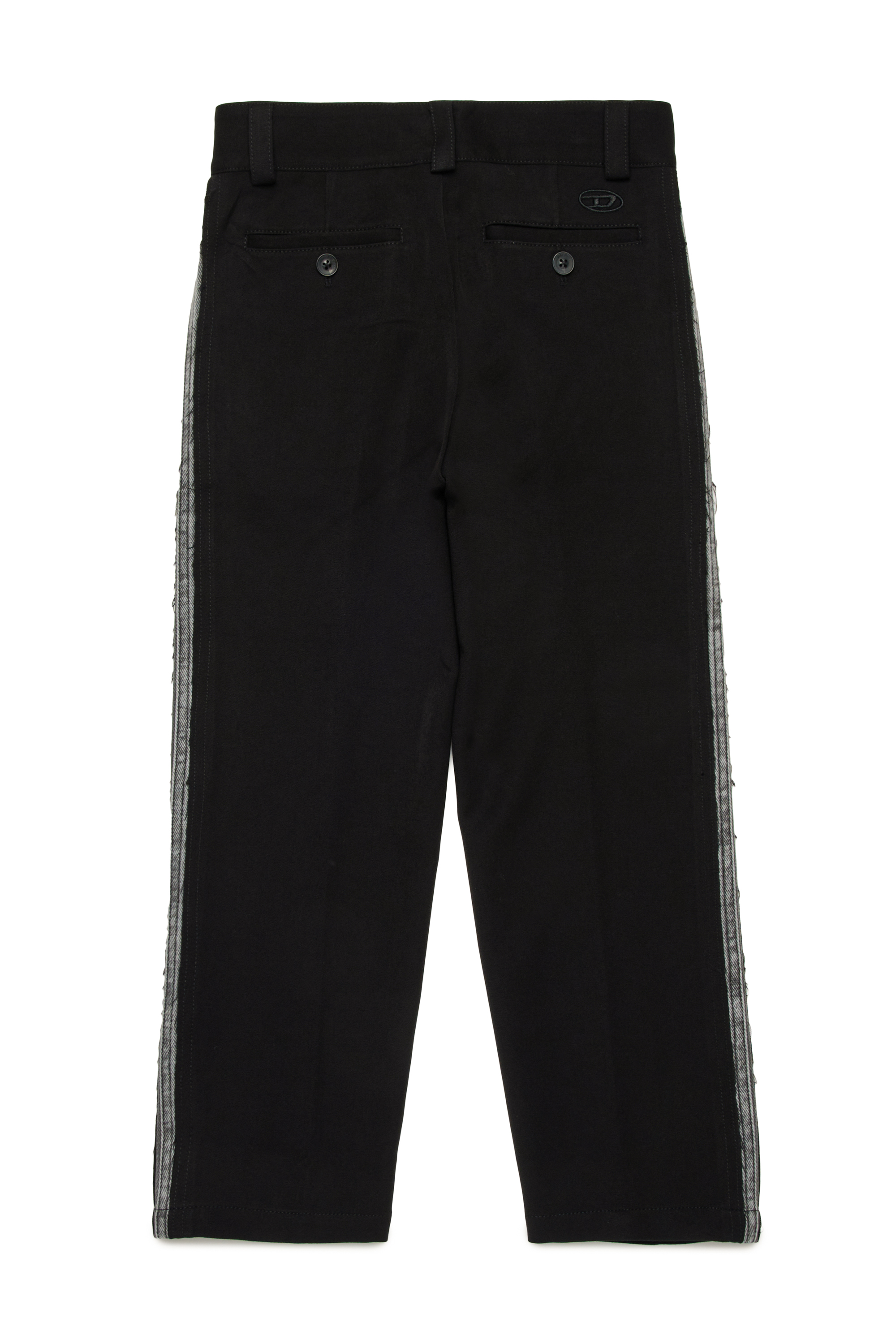 Diesel - POAKDNM, Pantalon en viscose avec empiècements latéraux en denim Homme in Noir - 2