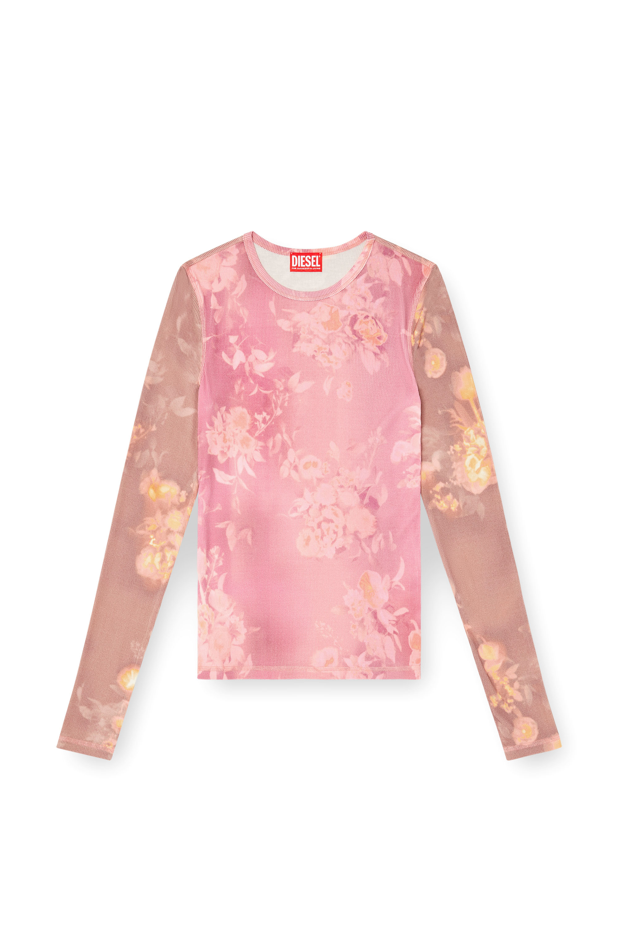 Diesel - T-MOKY-LS, Top in jersey a costine con stampa floreale Donna in ToBeDefined - 3