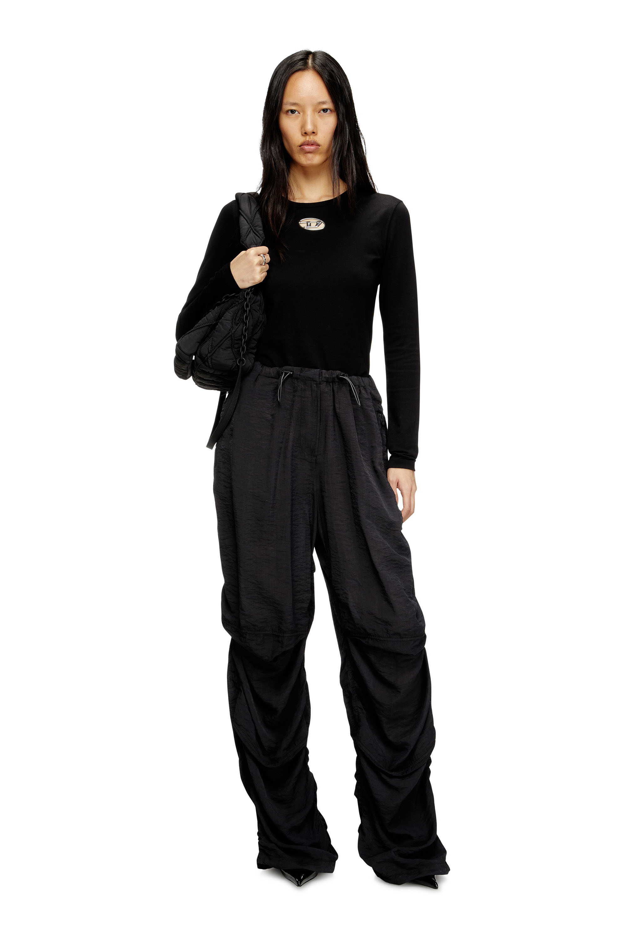 Diesel - T-UNCUTIE-LONG-LS-OD, Damen Langarm-Oberteil mit Oval D-Ausschnitt in Schwarz - 2