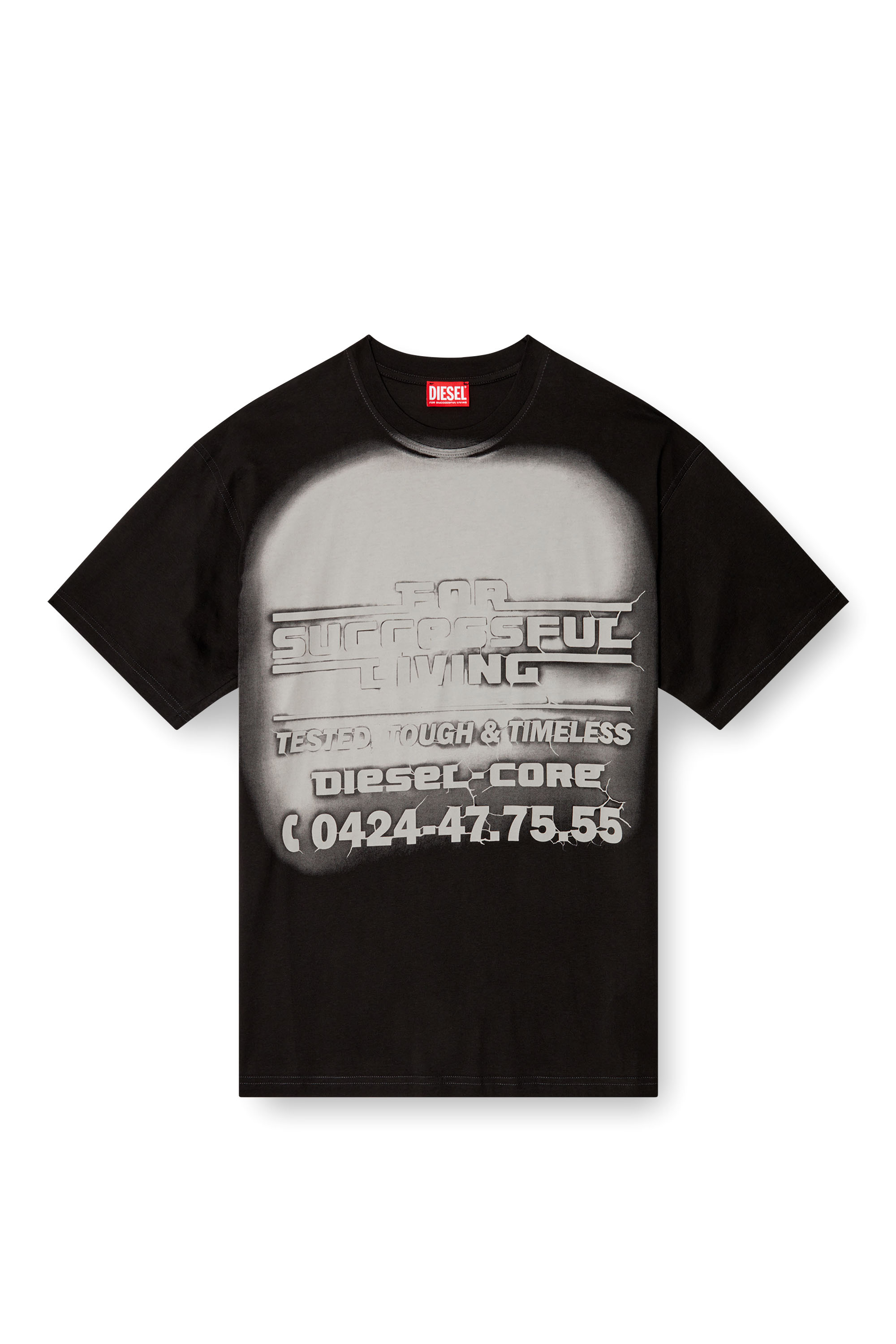 Diesel - T-BOXT-R15, T-shirt con grafica logo blowout Uomo in Nero - 3