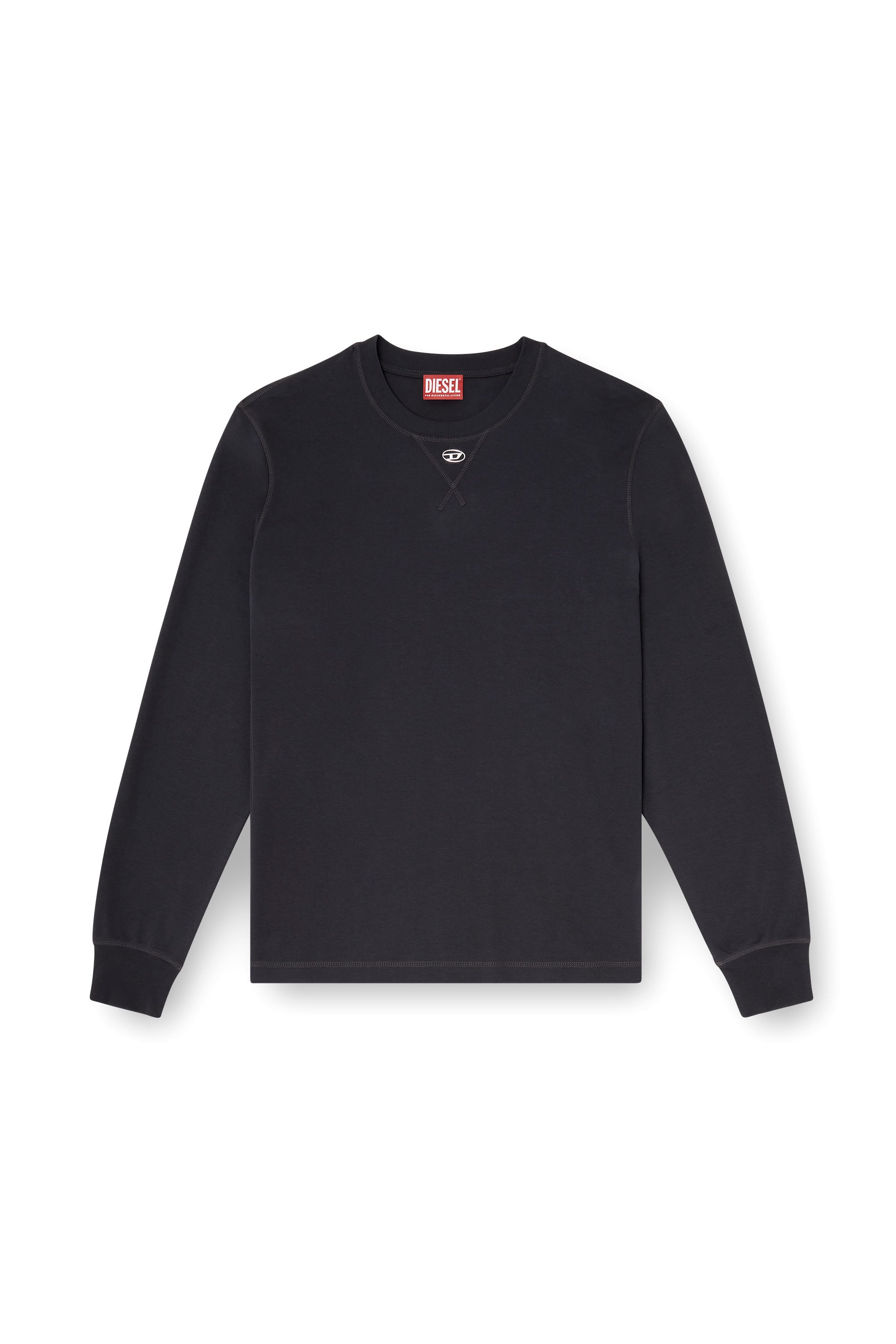 Diesel - T-MADJUST-LS-TR, Maglietta a maniche lunghe in cotone con Oval D Uomo in Grigio - 3