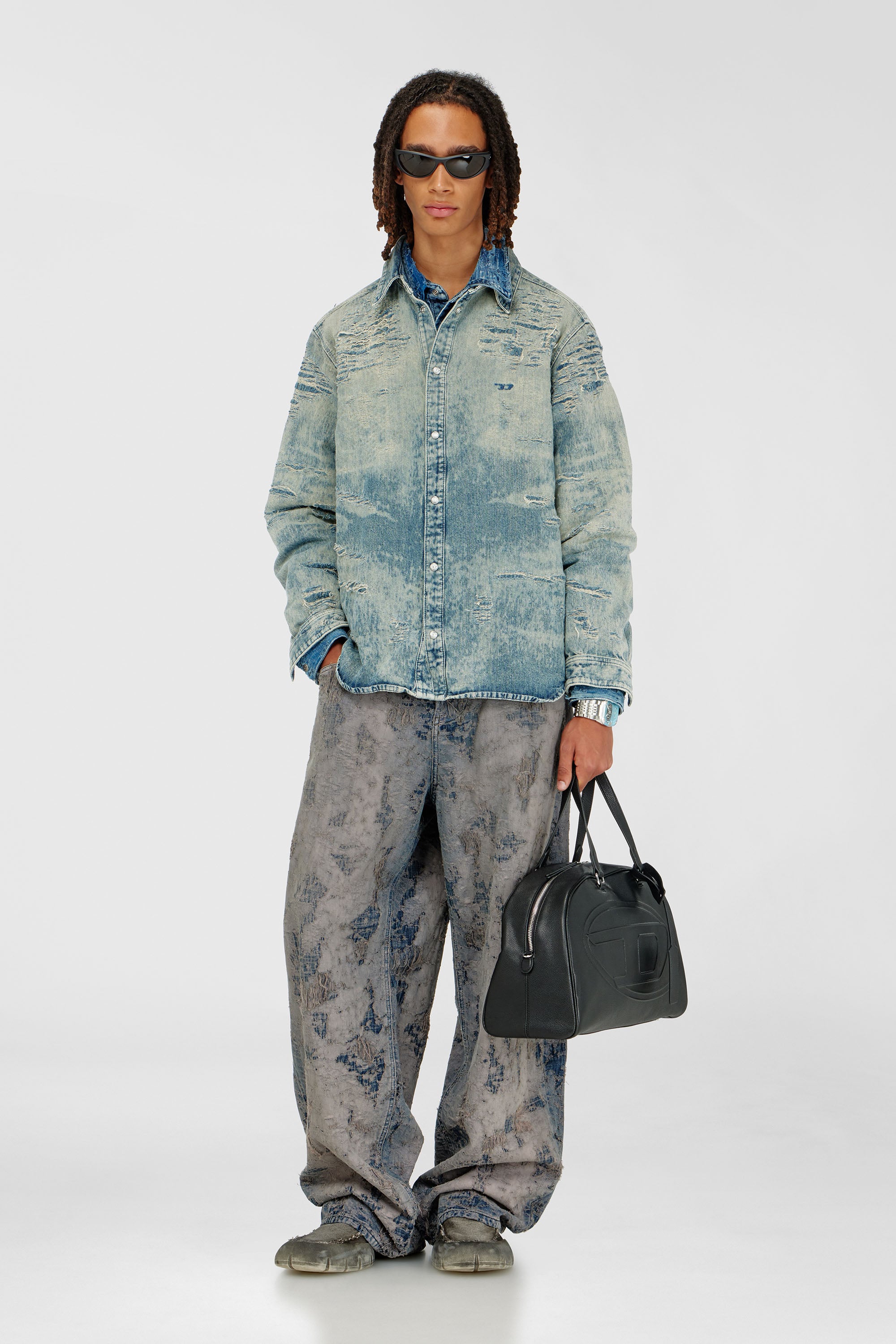 Diesel - D-SIMPLY, Herren Hemd aus Jacquard-Denim mit Used-Effekt in Hellblau - 2