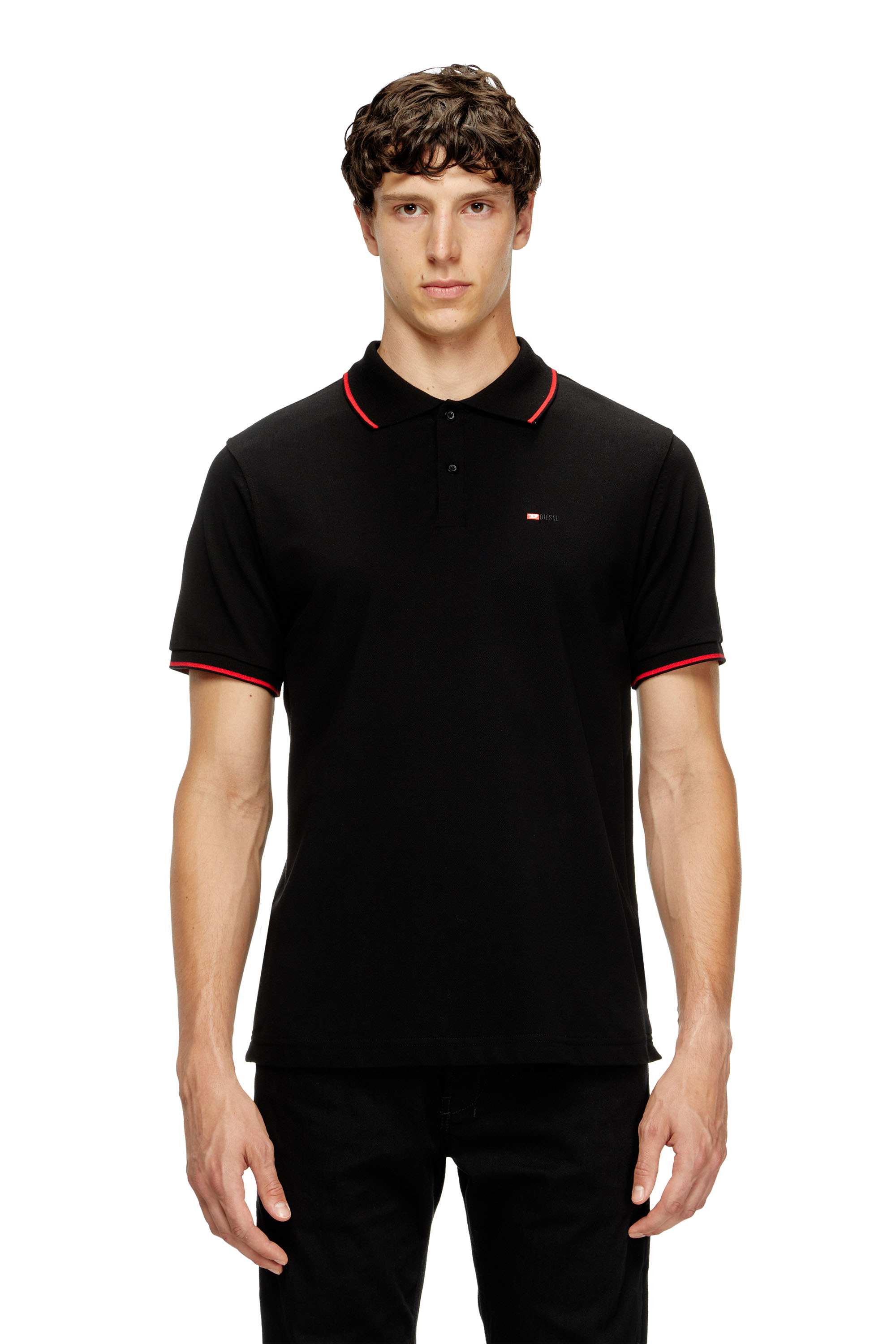 Diesel - T-FERRY-MICRODIV, Polo avec micro broderie Diesel Homme in Noir - 1