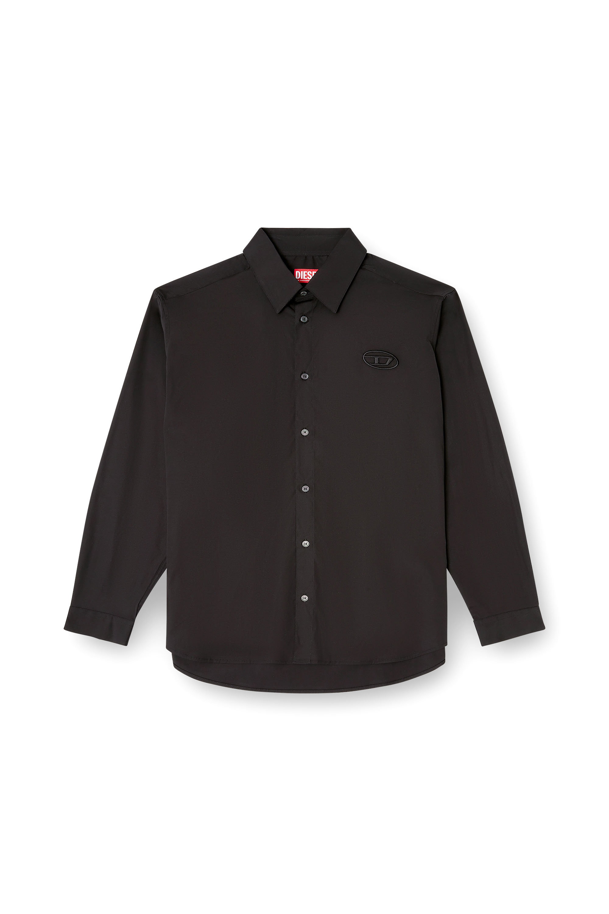 Diesel - S-SIMPLY-GSBH, Camicia in popeline elasticizzato con ricamo Uomo in Nero - 2