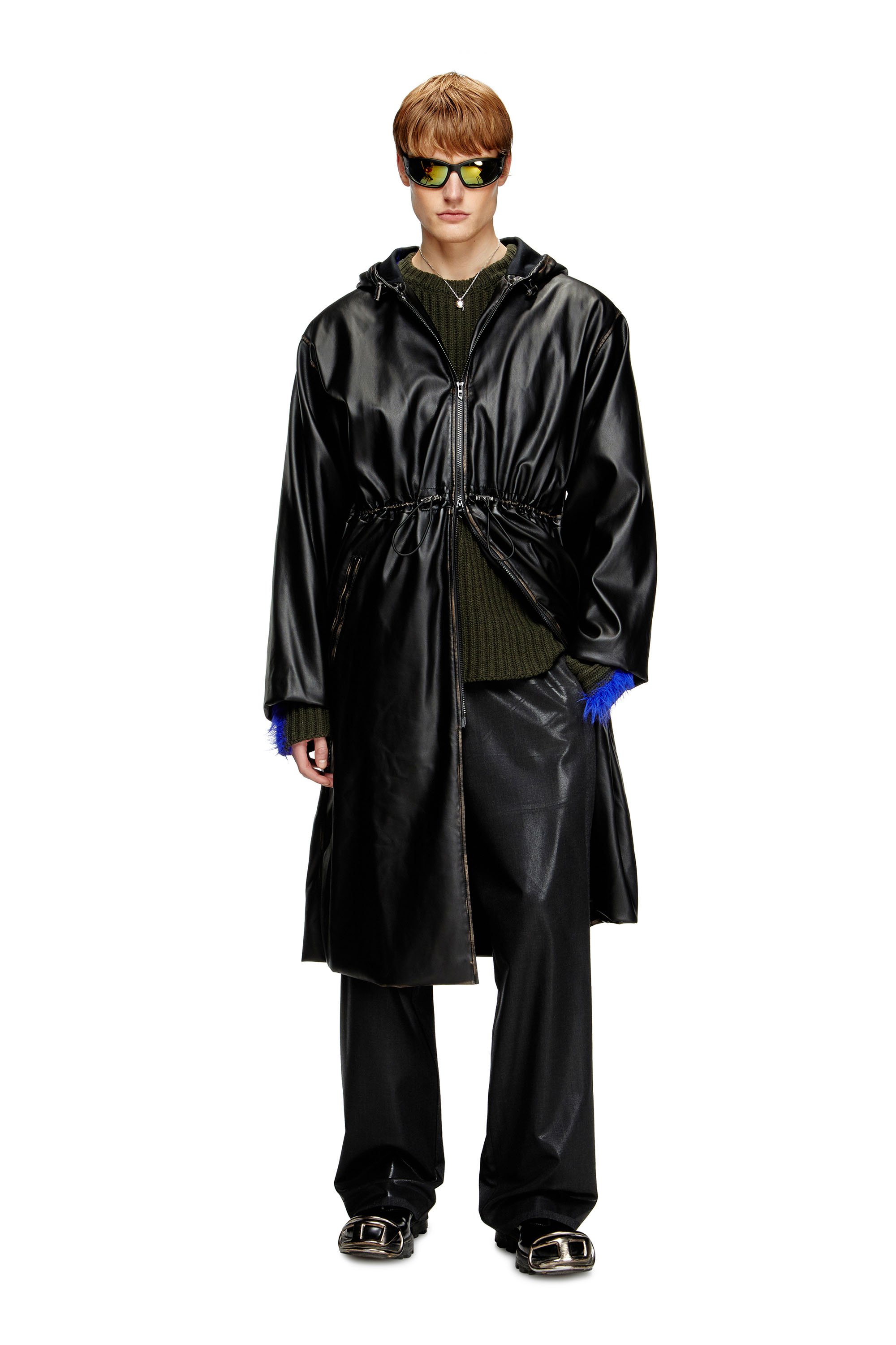 Diesel - G-LARY, Cappotto utility con cappuccio e trattamenti distressed Unisex in Nero - 7