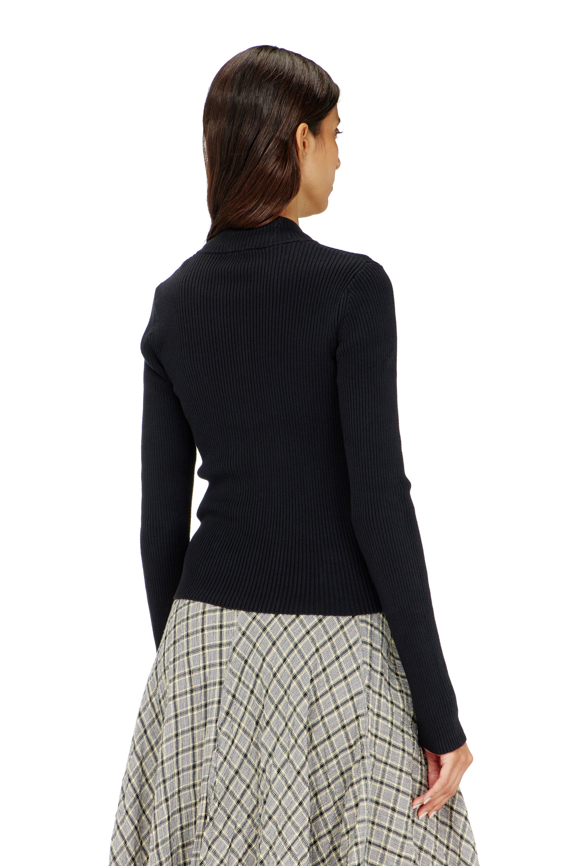 Diesel - M-MELISSA, Cardigan a costine con tasche cargo Donna in Nero - 4