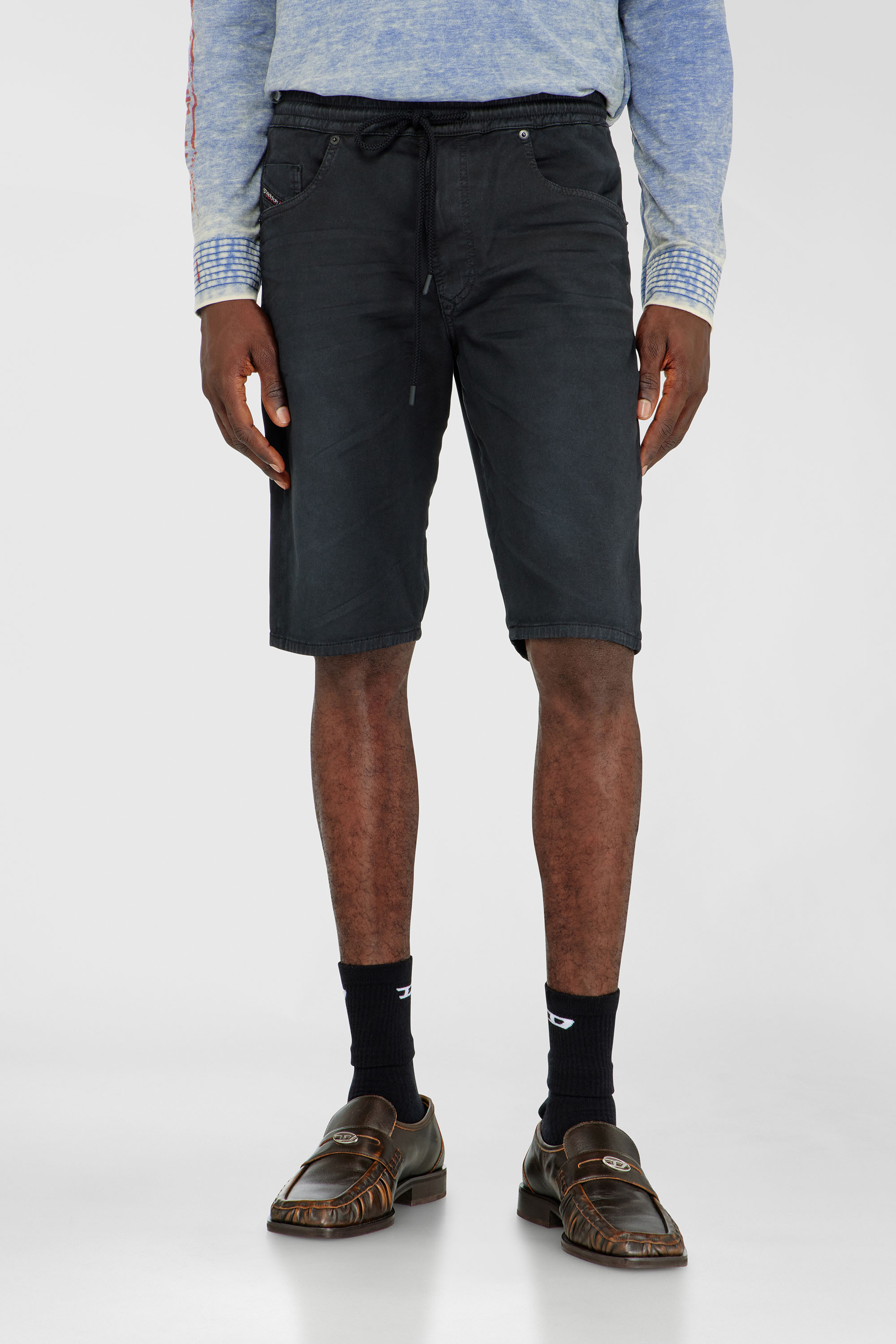 Diesel - 2033 D-KROOLEY-SHORT JOGG, Shorts chino in JoggJeans Uomo in Nero - 1