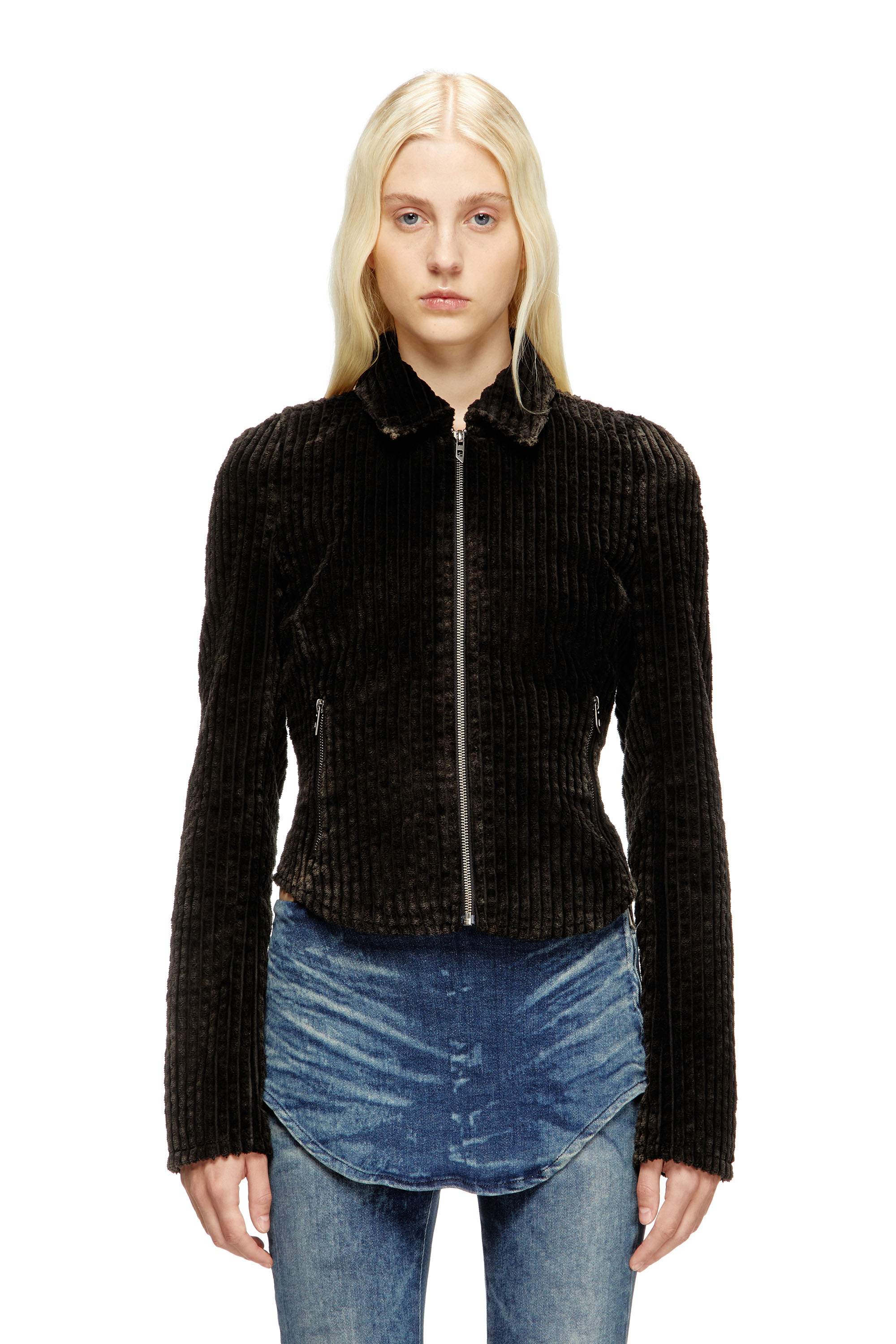 Diesel - G-ENEA, Veste-chemise en velours côtelé de coton Femme in Marron - 1