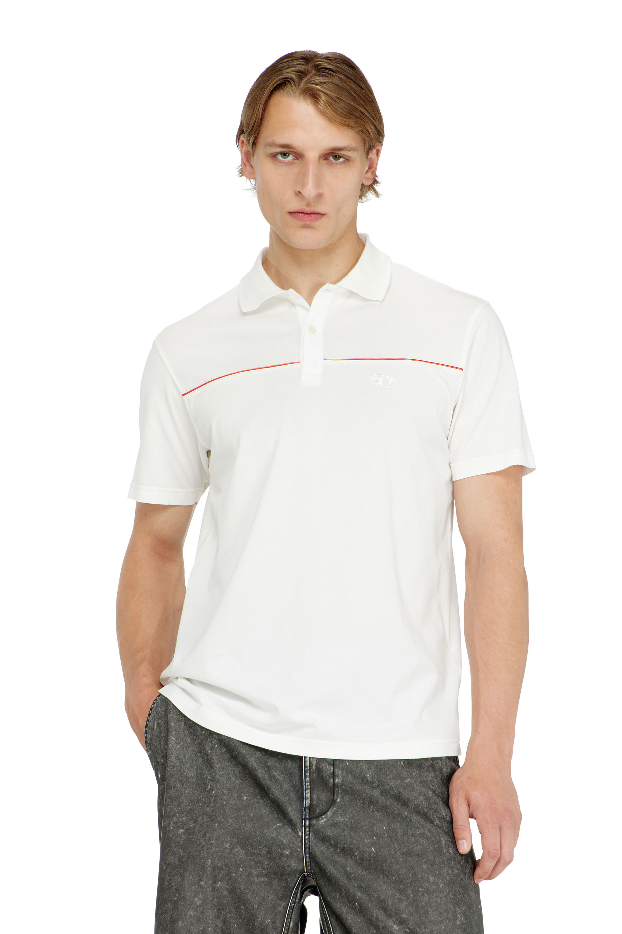 Diesel - T-REJUST-PIPING, Man's Polo shirt with contrast piping in null - 1