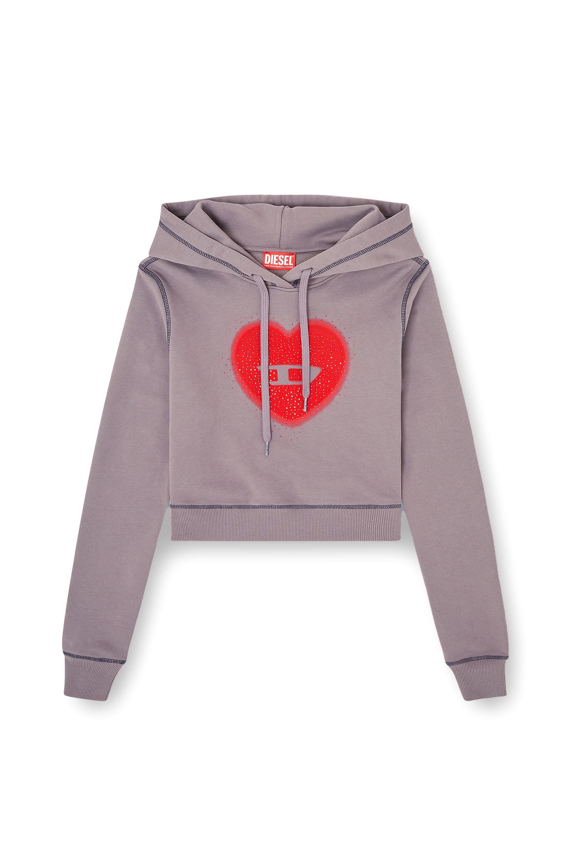 Diesel - F-SLIMMY-HOOD-S5, Sweat &agrave; capuche avec imprim&eacute; c&oelig;ur et clous Femme in ToBeDefined - 2