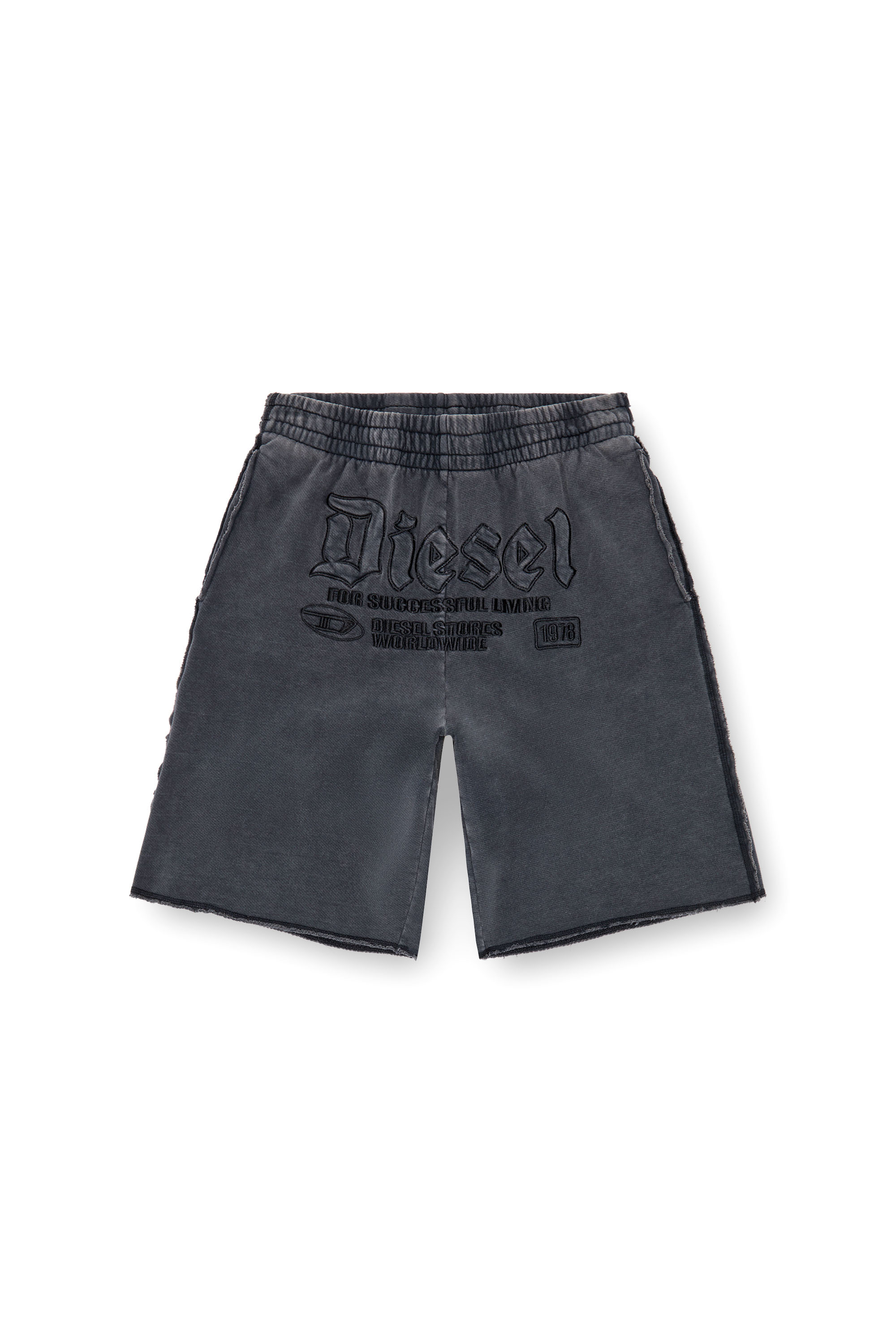 Diesel - P-RAWMARSHY, Man Sweat shorts with Diesel embroidery in Black - Image 4