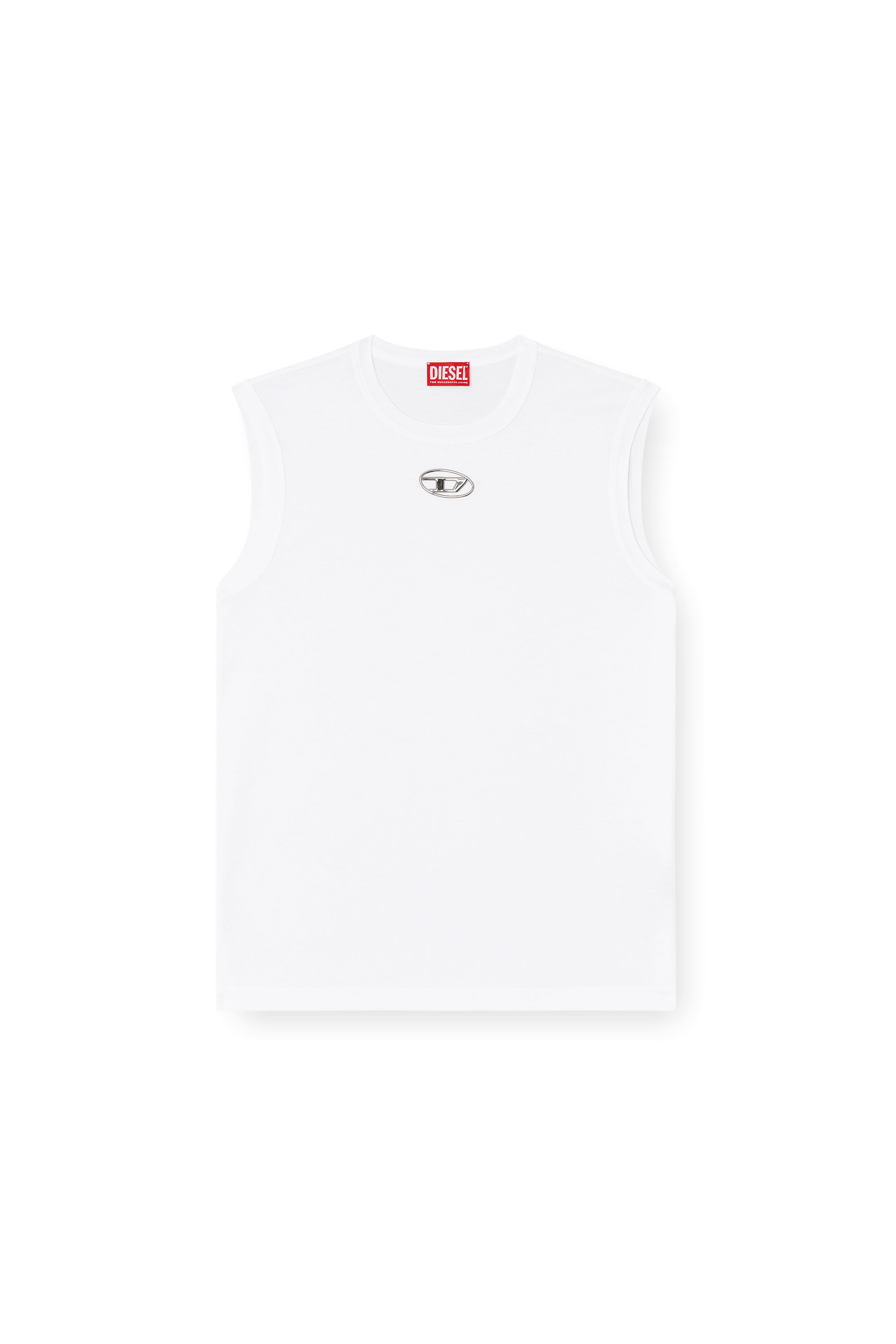 Diesel - T-BISCO-OD, Herren Tanktop mit Metallic-Oval D in Wei&szlig; - 3