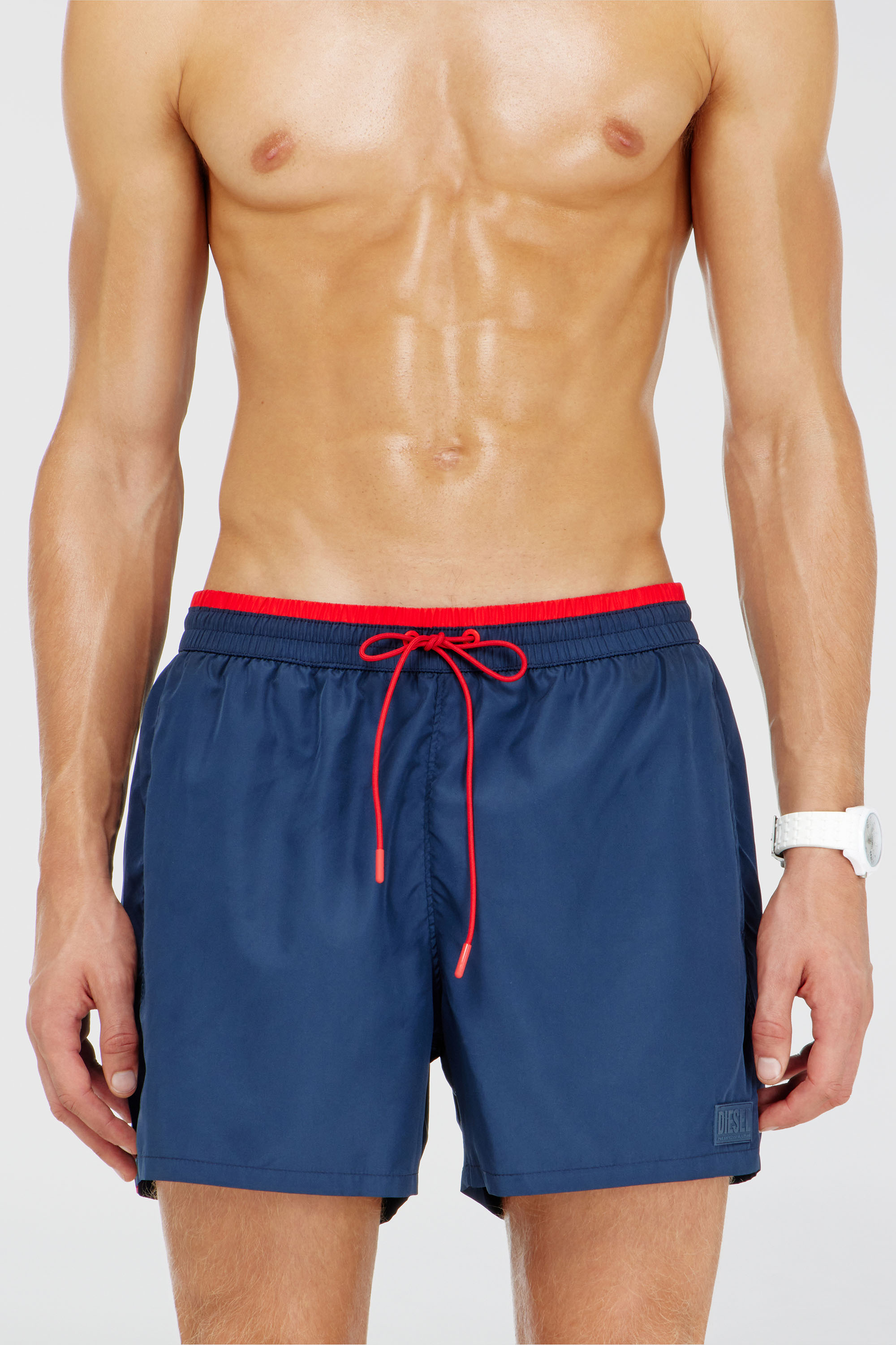 Diesel - JOEL-37-D-CORE, Boxer da bagno con profilo in vita a contrasto Uomo in Blu - 1