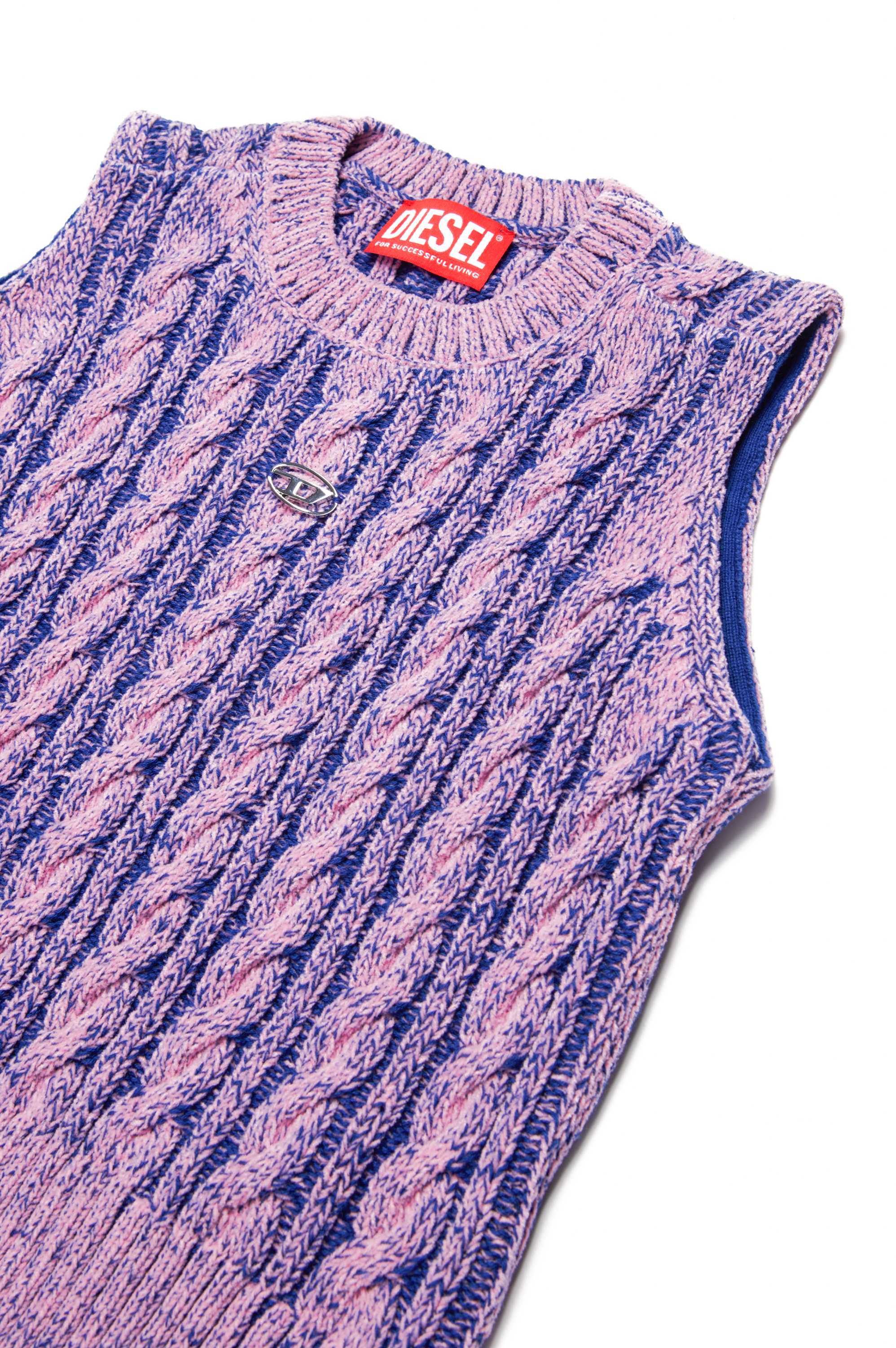 Diesel - KMPANAS, Woman Cable-knit vest in two-tone yarn in Violet - Image 3