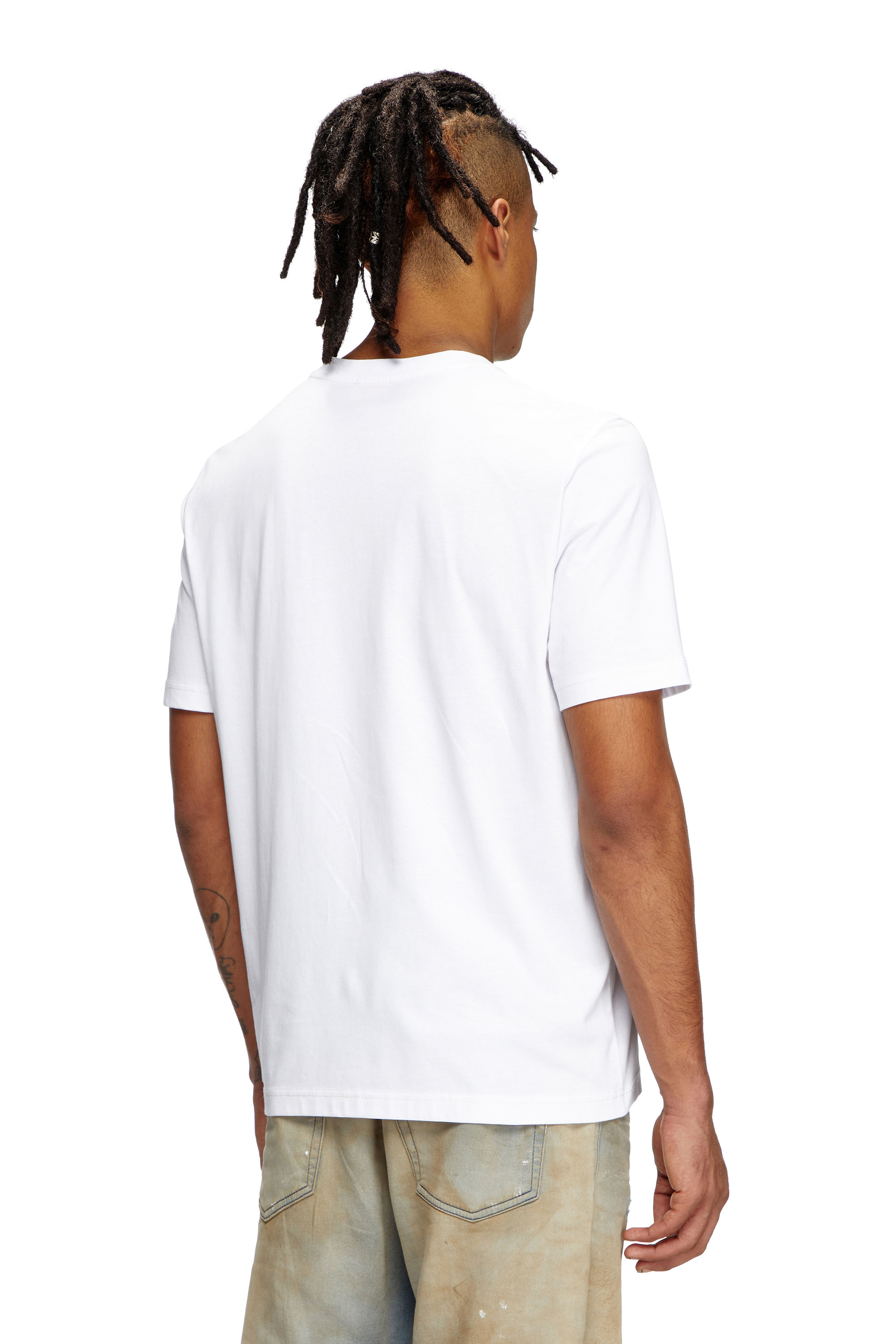 Diesel - T-ADJUST-R4, T-shirt con logo effetto puff Uomo in Bianco - 4