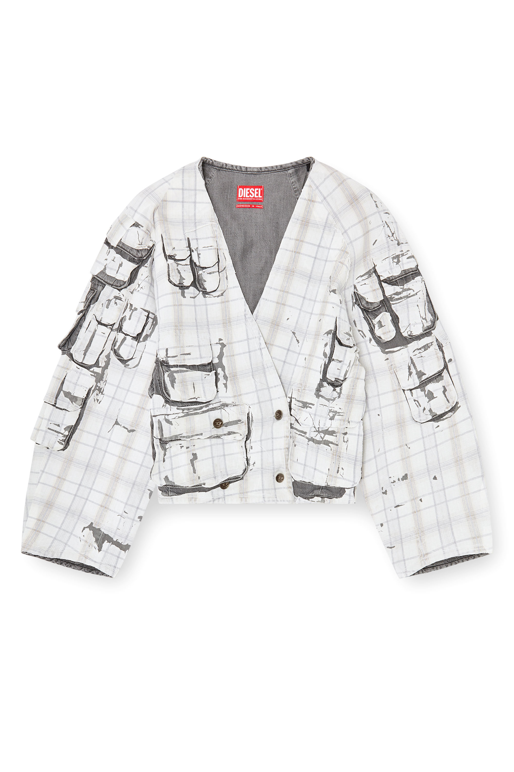 Diesel - DE-TALBAR-FSI, Veste en jean style cardigan avec effet pelable Femme in ToBeDefined - 2