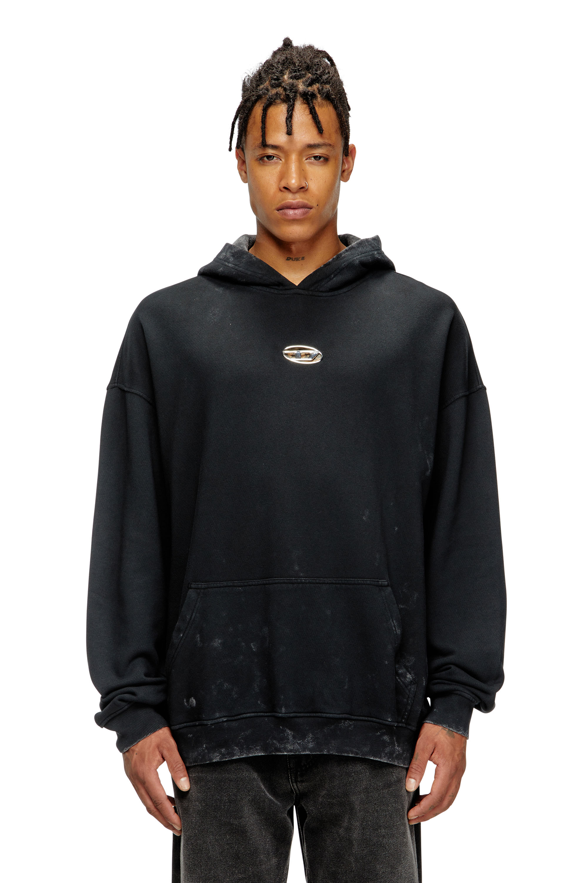 Diesel - S-BOXT-HOOD-T10, Herren Kapuzenpullover mit Cutout-Oval D aus Metall in Schwarz - 1