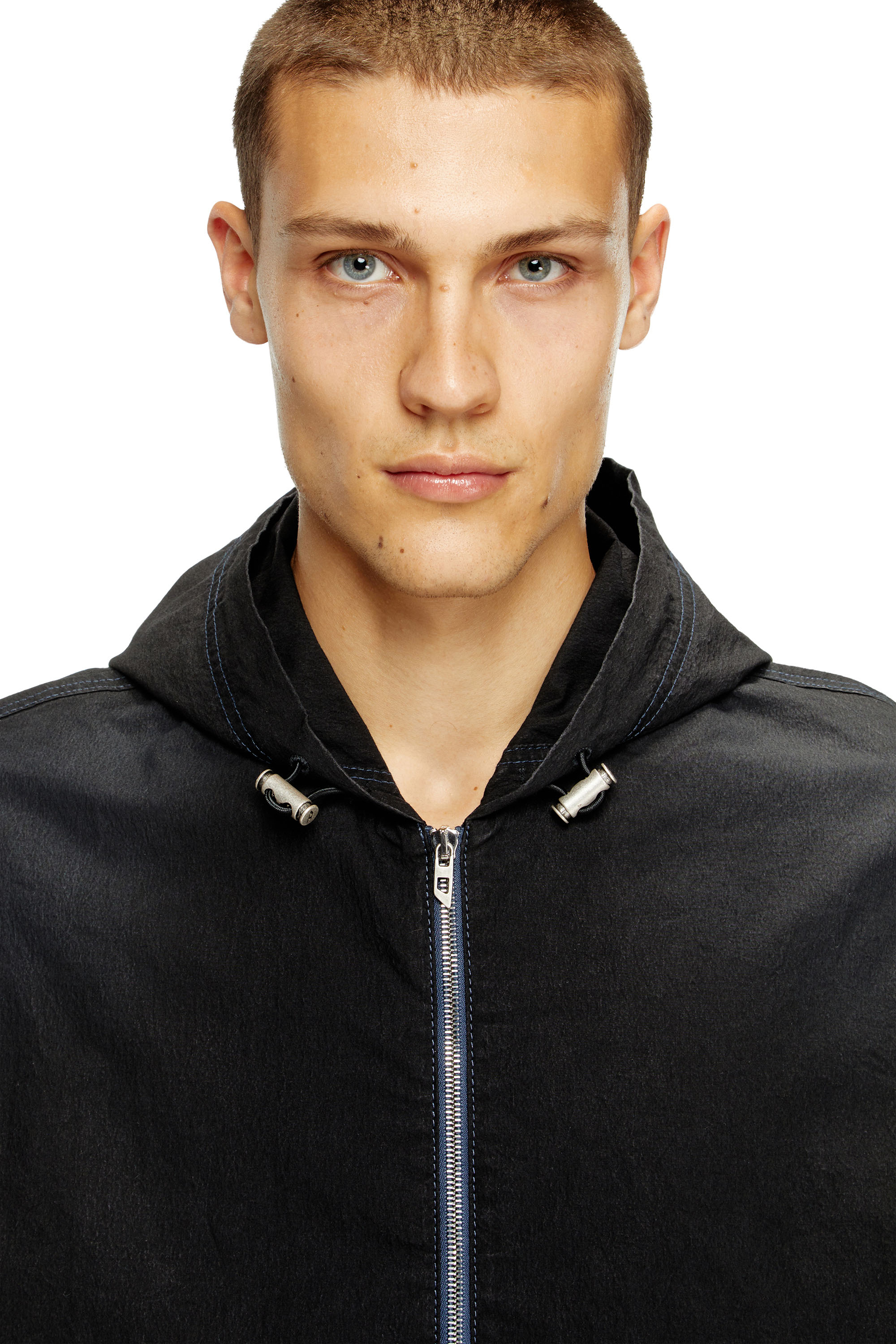 Diesel - D-WYNNY JOGG, Herren Technische Jacke aus JoggJeans mit Kapuze in Schwarz/Dunkelgrau - 4