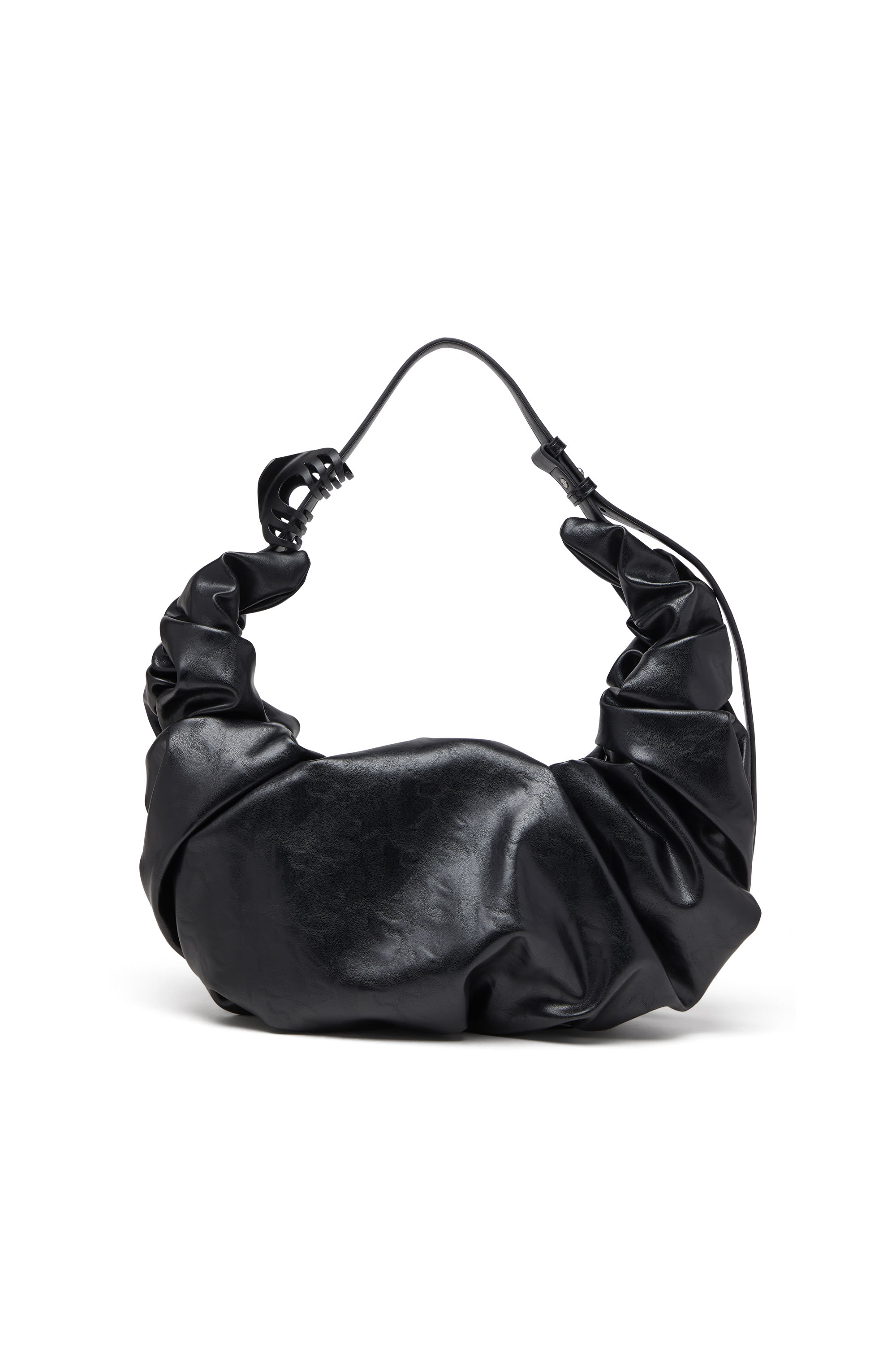 Diesel - GRAB-D HOBO L, Grab-D L-Borsa hobo grande in PU lucido scrunched Donna in Nero - 2