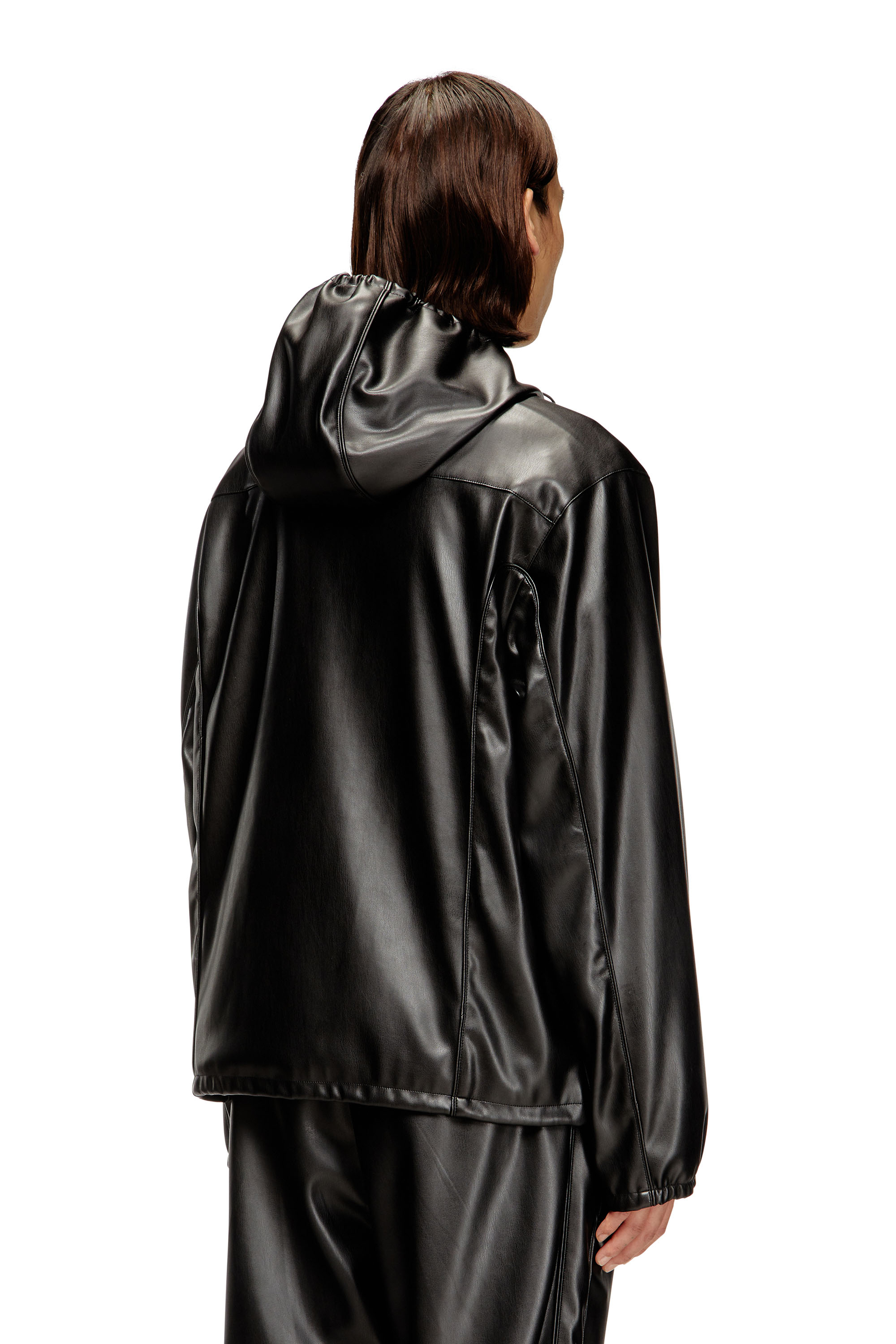 Diesel - J-HIVES-PGBX, Coupe-vent à capuche en tissu enduit Homme in Noir - 4