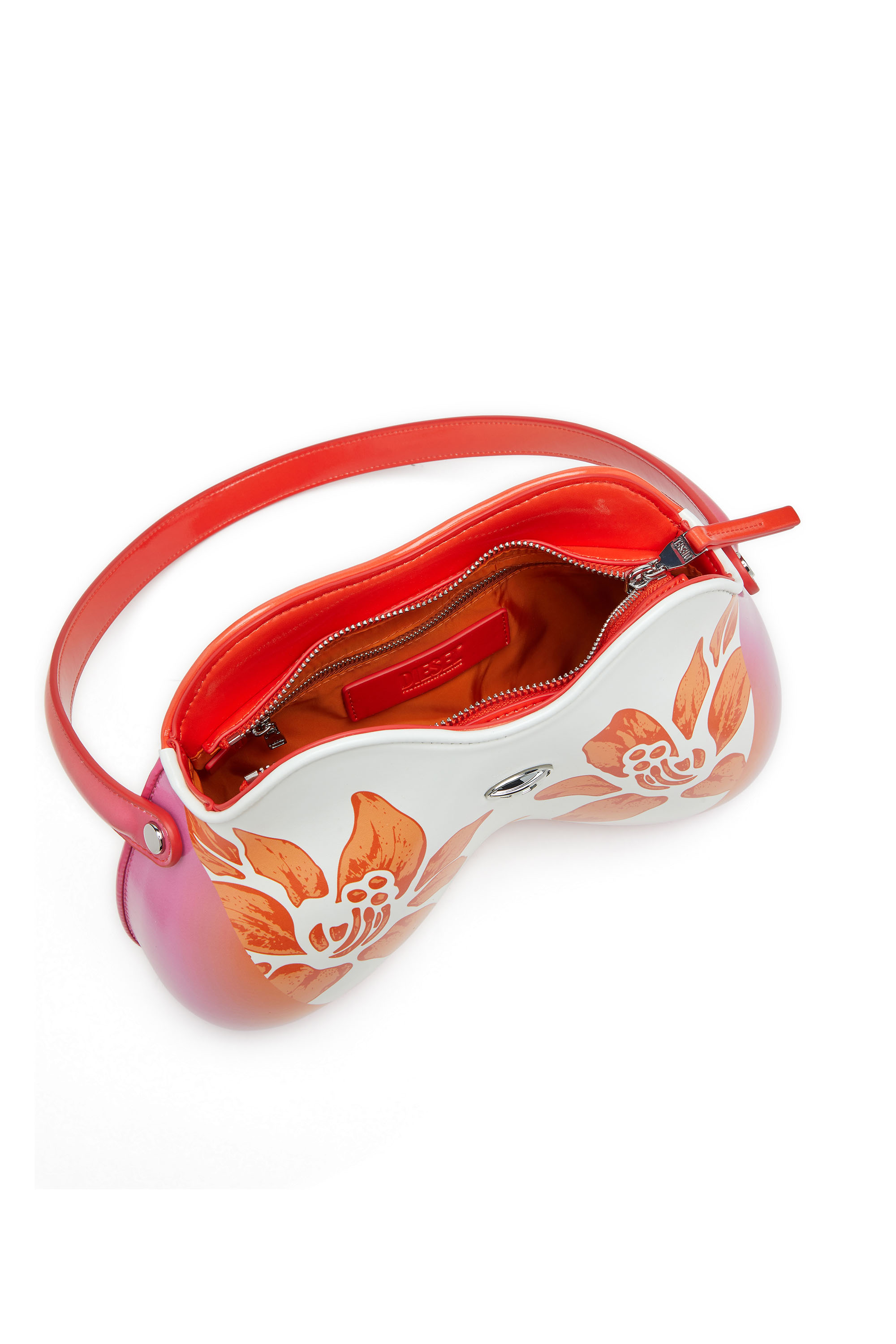 Diesel - K.G. DOUBLE-D SHOULDER, Double-D-Sac à bandoulière brillant avec imprimé lotus Femme in Blanc - 4