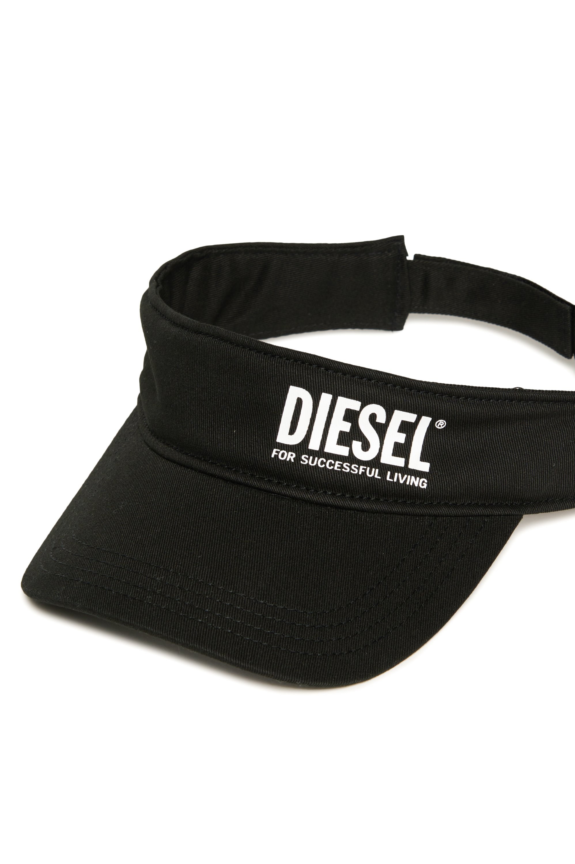 Diesel - FDELS, Visière en coton avec logo Mixte in Noir - 3