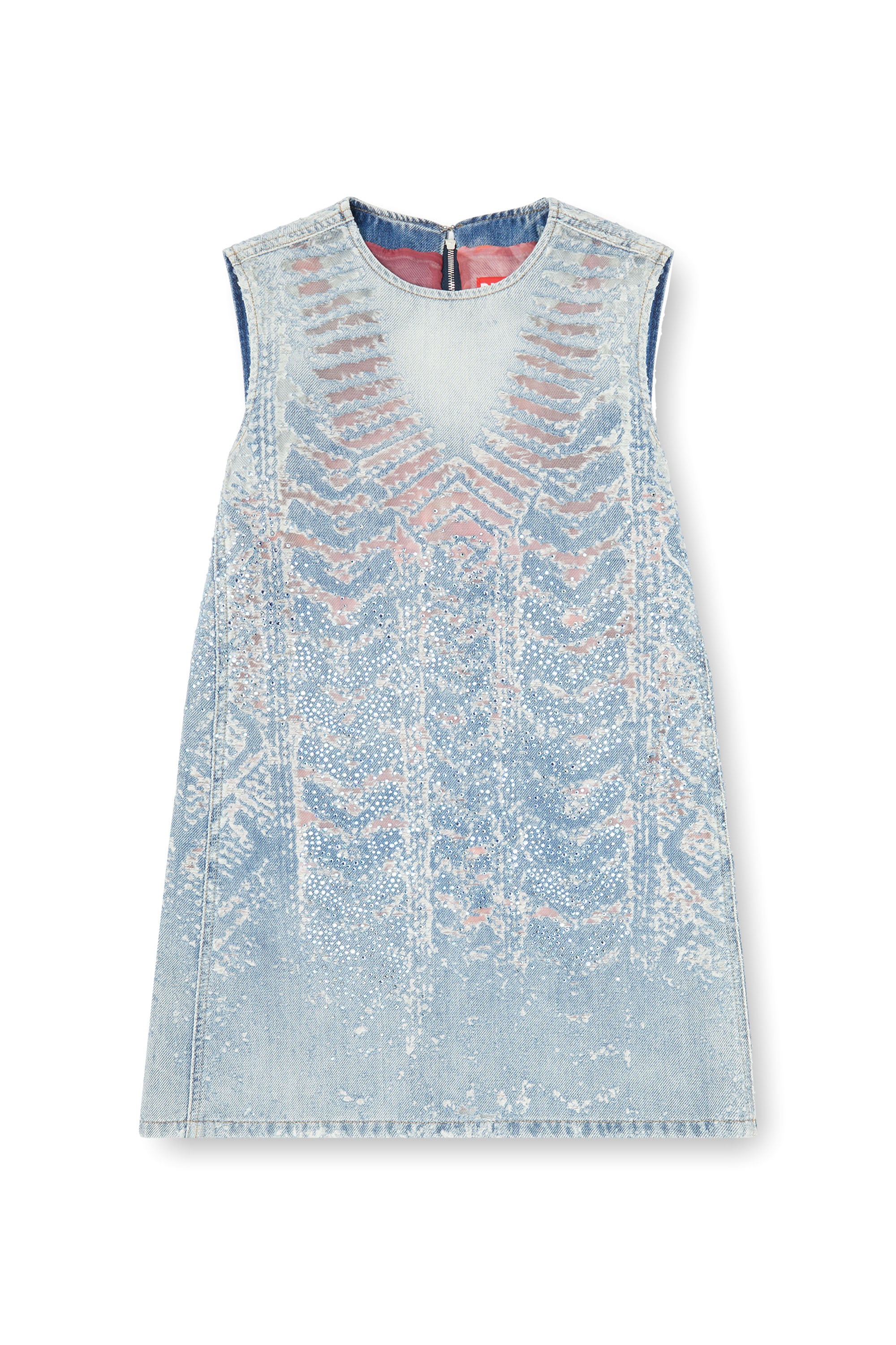 Diesel - DE-MYRELA-S, Damen Minikleid aus microstone devor&eacute; denim in null - 3