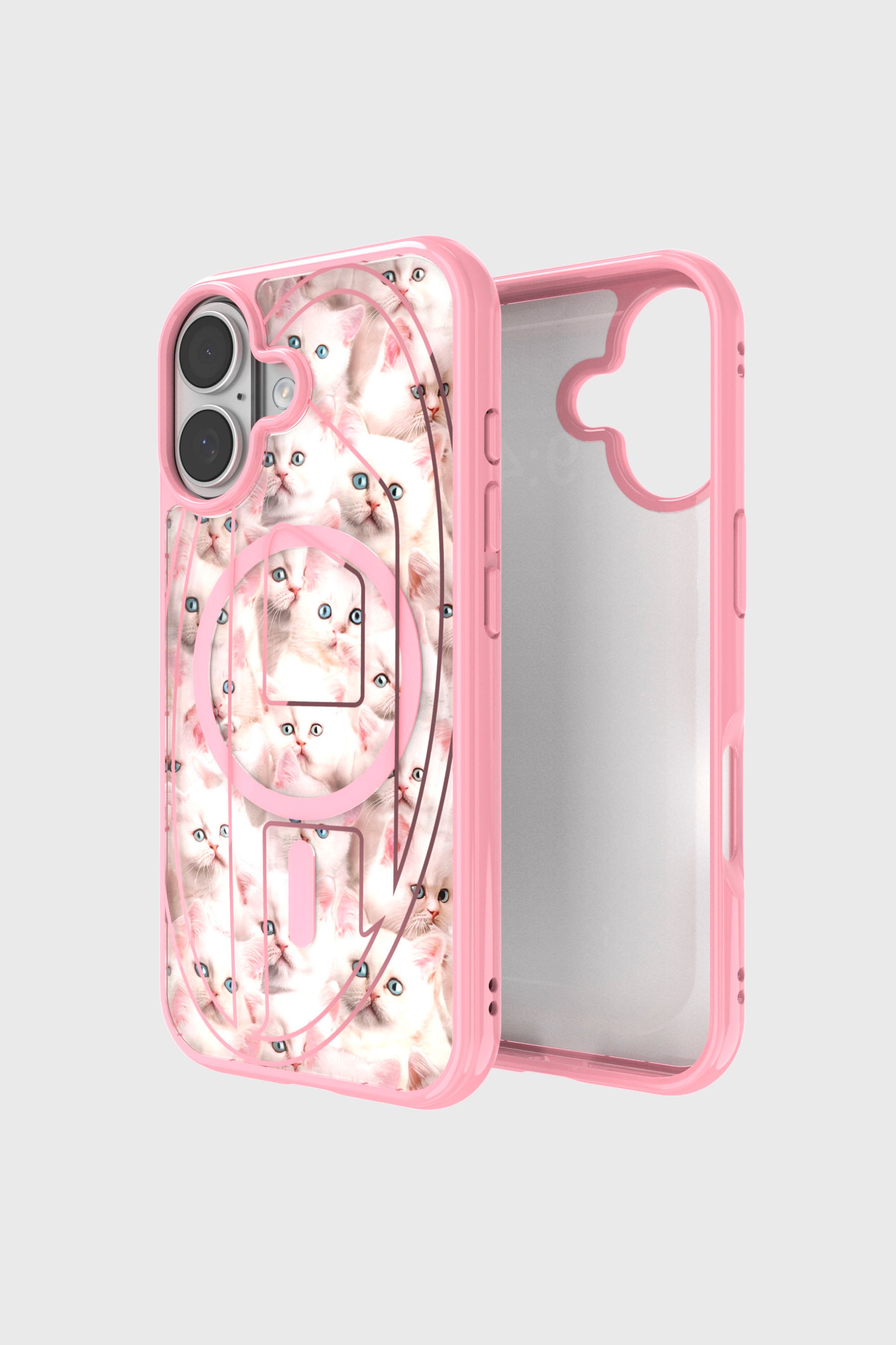 Diesel - 60423 AOP CASE, &Eacute;tui Oval D Cats avec Magsafe pour iPhone 17 Mixte in Rose - 1