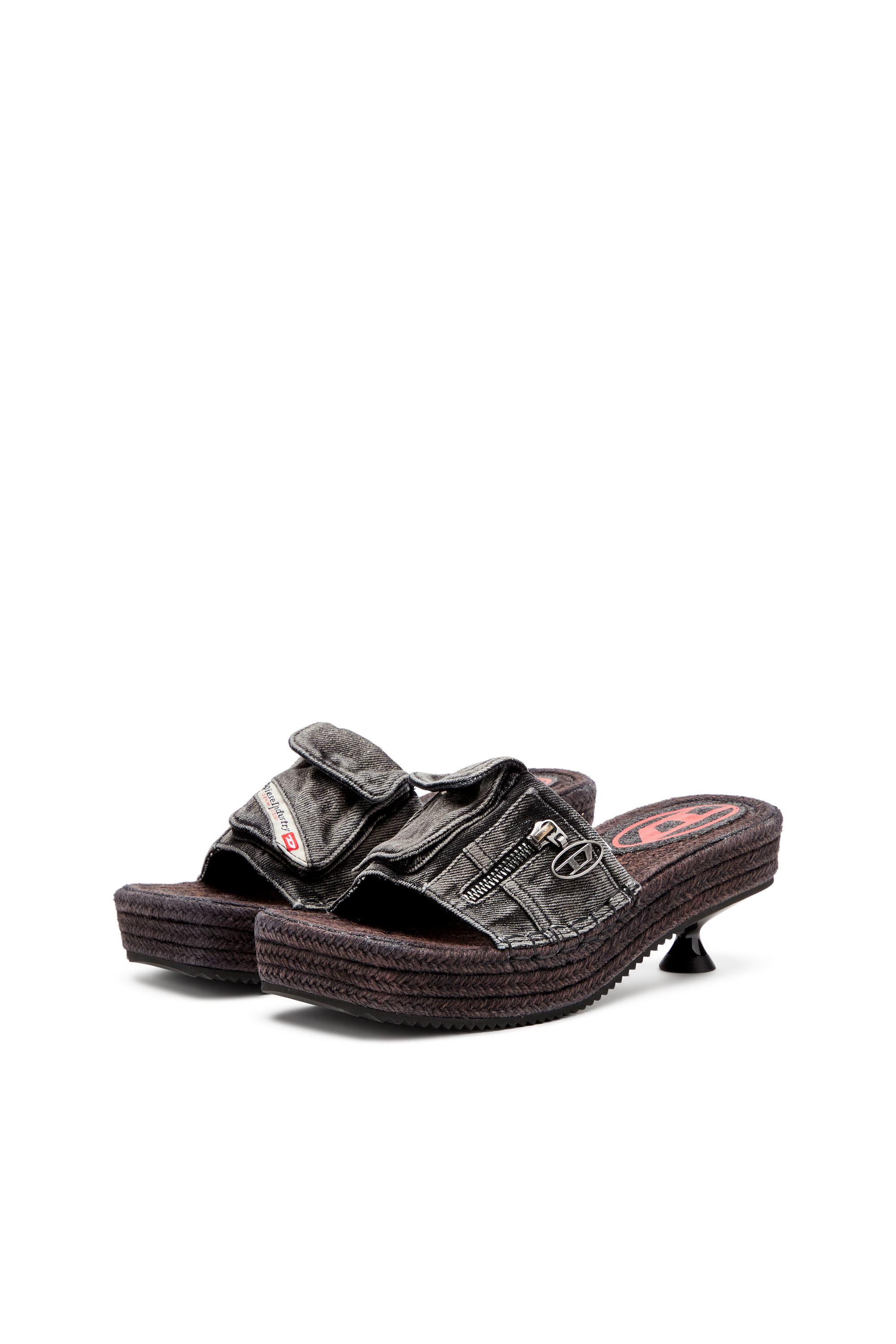 Diesel - D-IBIZA 40 PCK, D-Ibiza-Espadrilles à plateforme et talons en denim Femme in Noir - 8