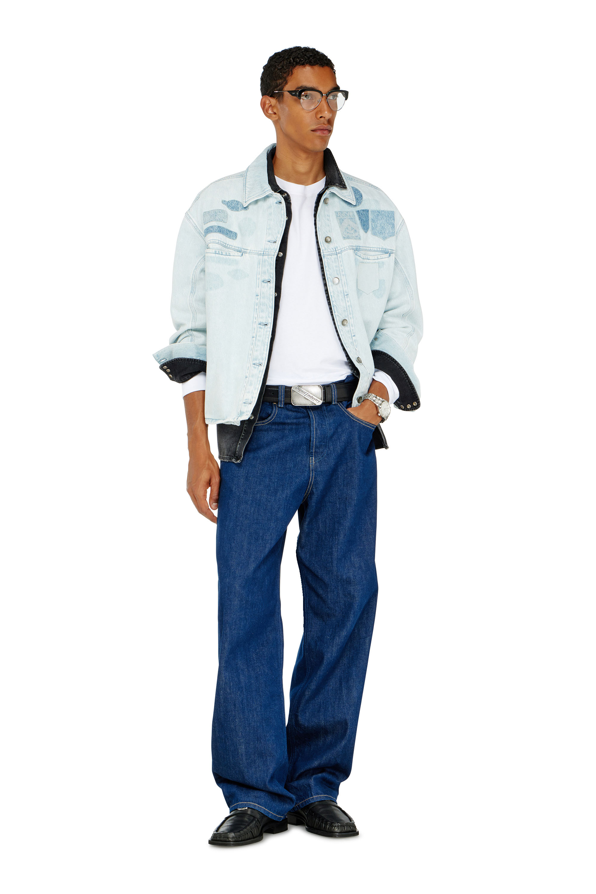 Diesel - D-RYMAVO-S, Chemise en denim effet patch Mixte in Bleu - 4