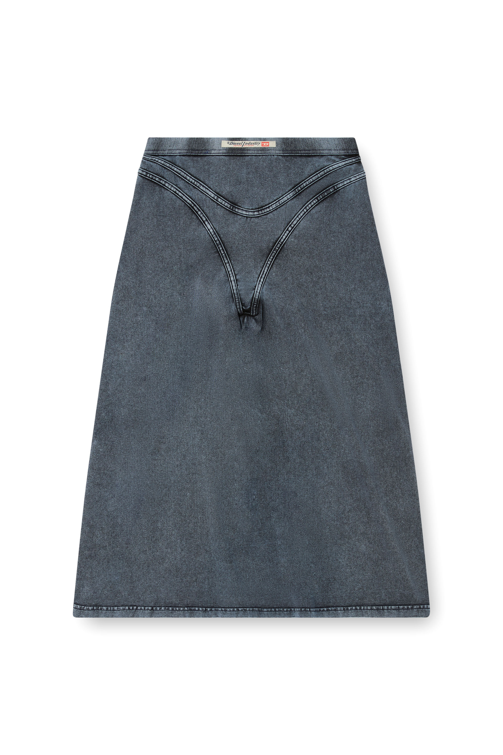 Diesel - O-ALLINE, Jupe midi en jersey effet denim Femme in Bleu - 3