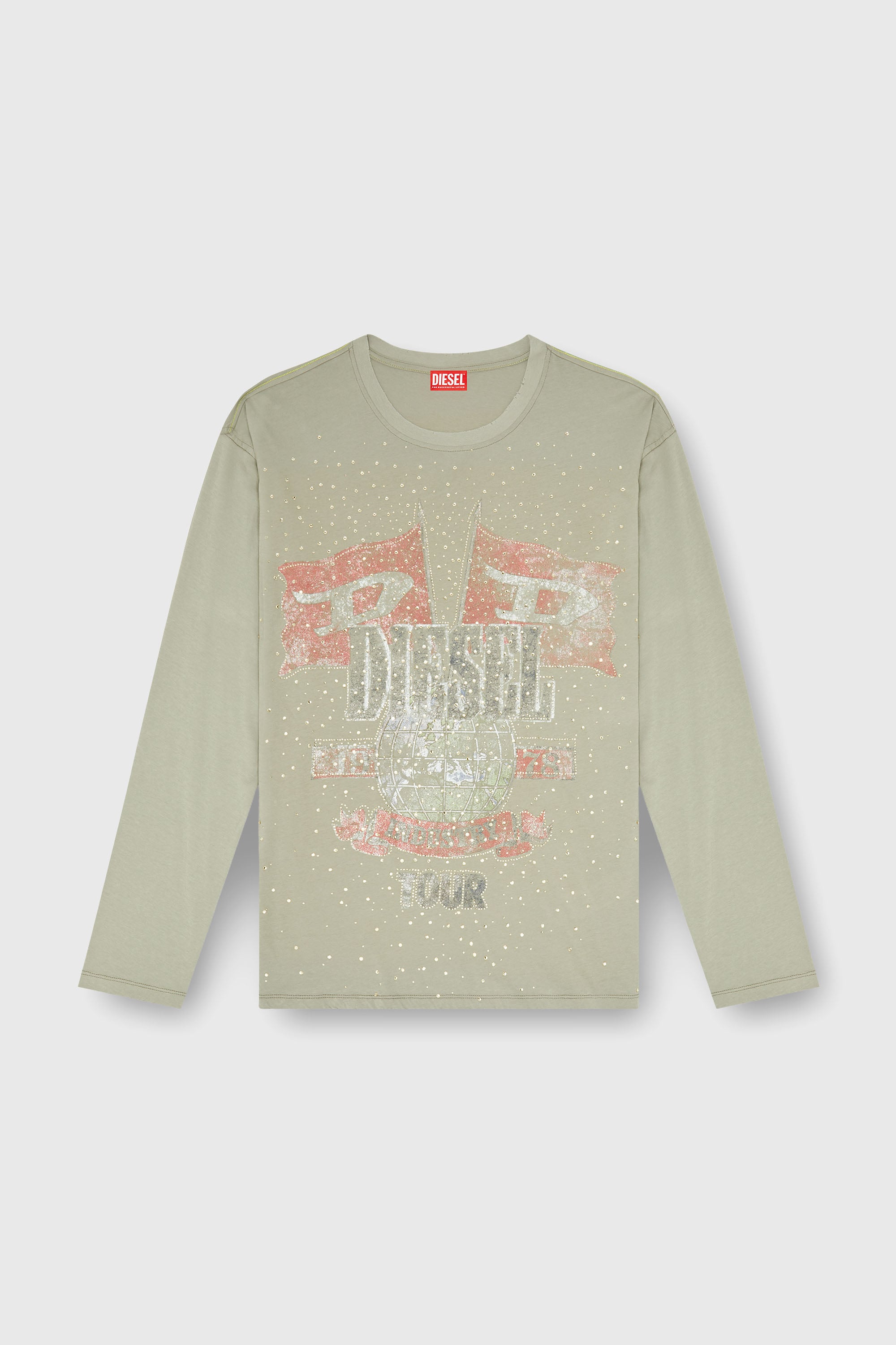 Diesel - T-GERI-LS-A, Herren Langarmshirt mit Konzertgrafik und Kristallen in null - 2