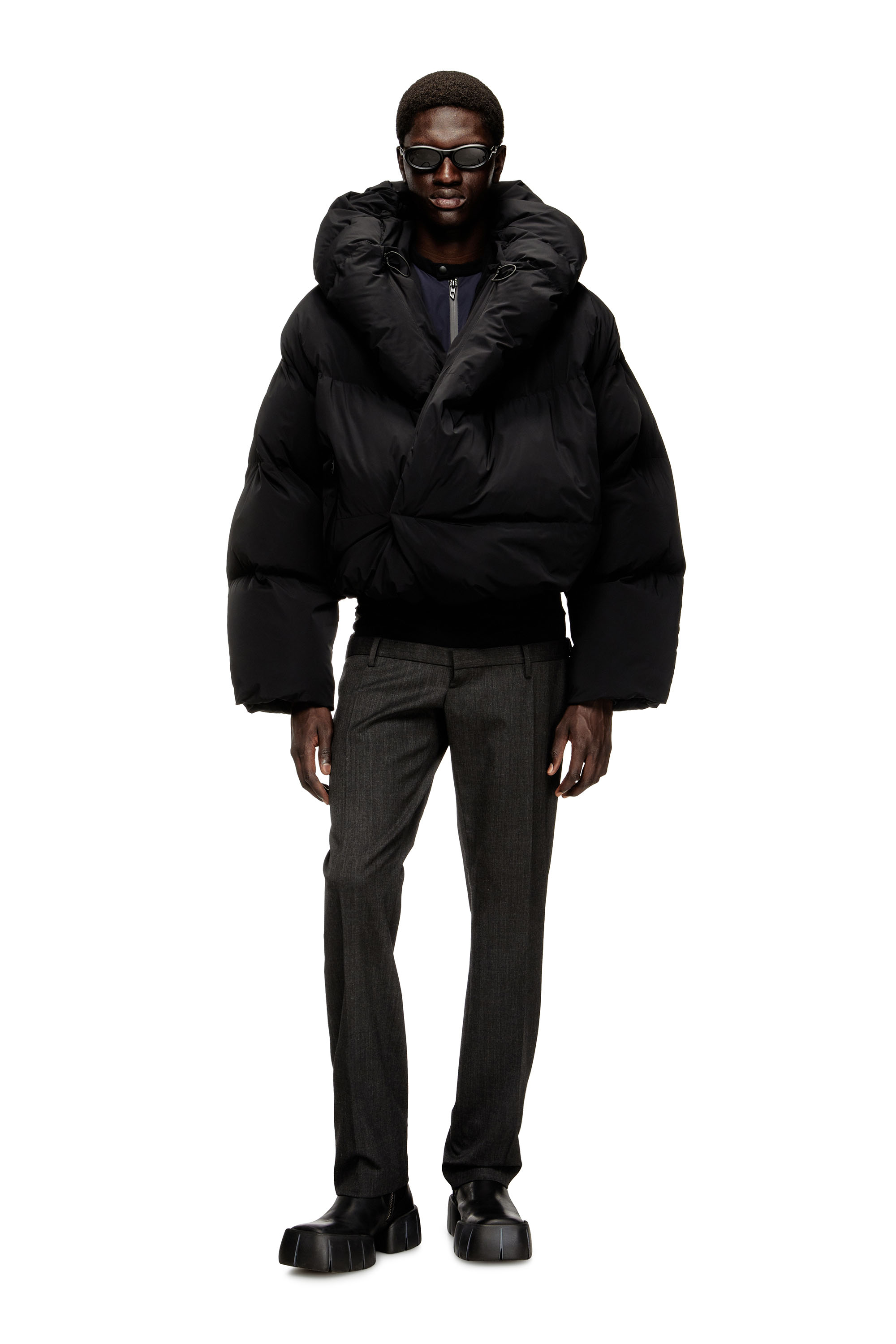 Diesel - J-SCOTTS-PADDED-A, Herren Wickel-Daunen-Jacke aus Stretch-Nylon in Schwarz - 2