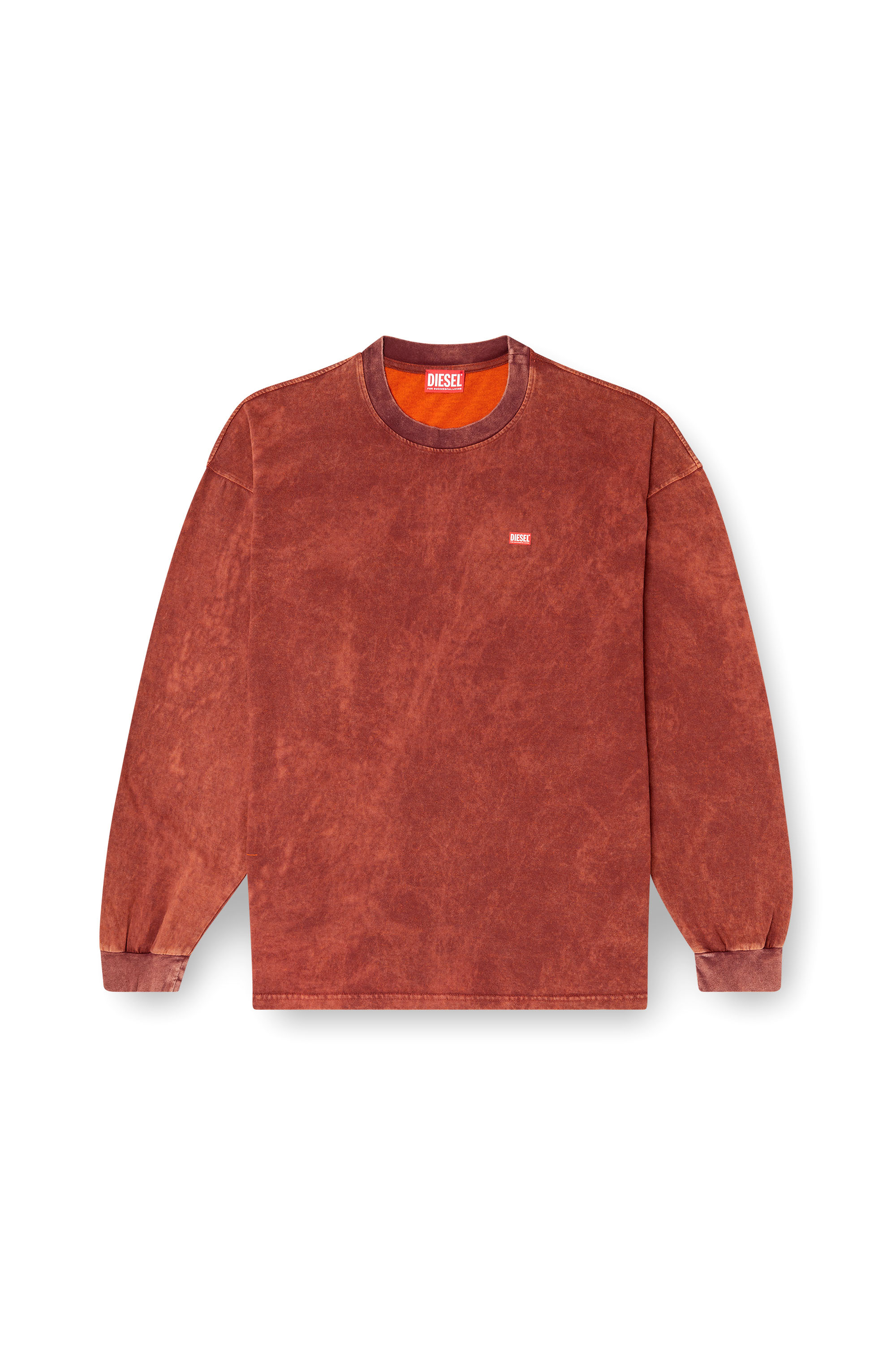 Diesel - T-BOXT-LS-T3, T-shirt en coton à manches longues Homme in Marron - 3
