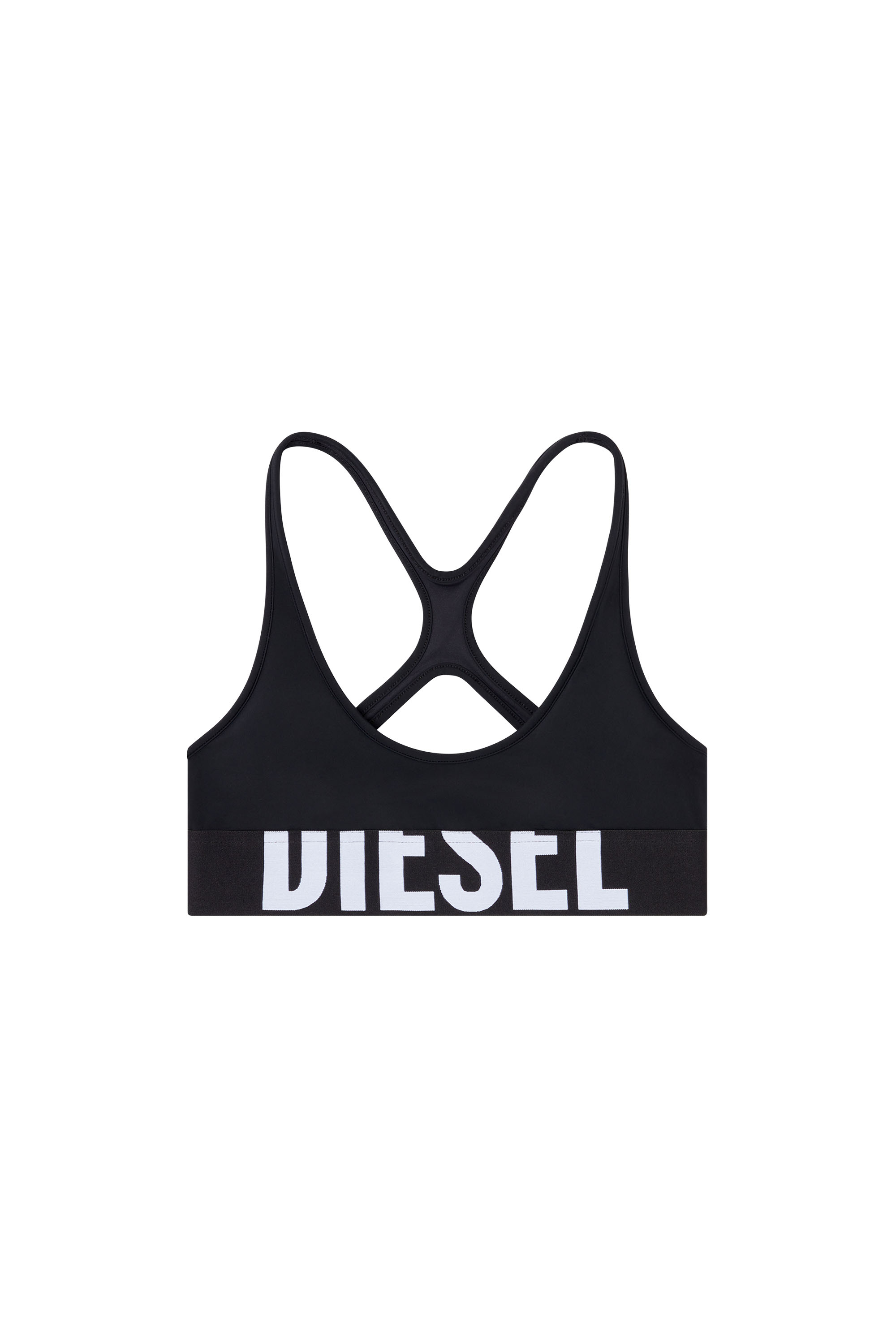 Diesel - ALLISON-D-POP, Brassière de sport en microfibre avec logo tronqué Femme in Noir - 2