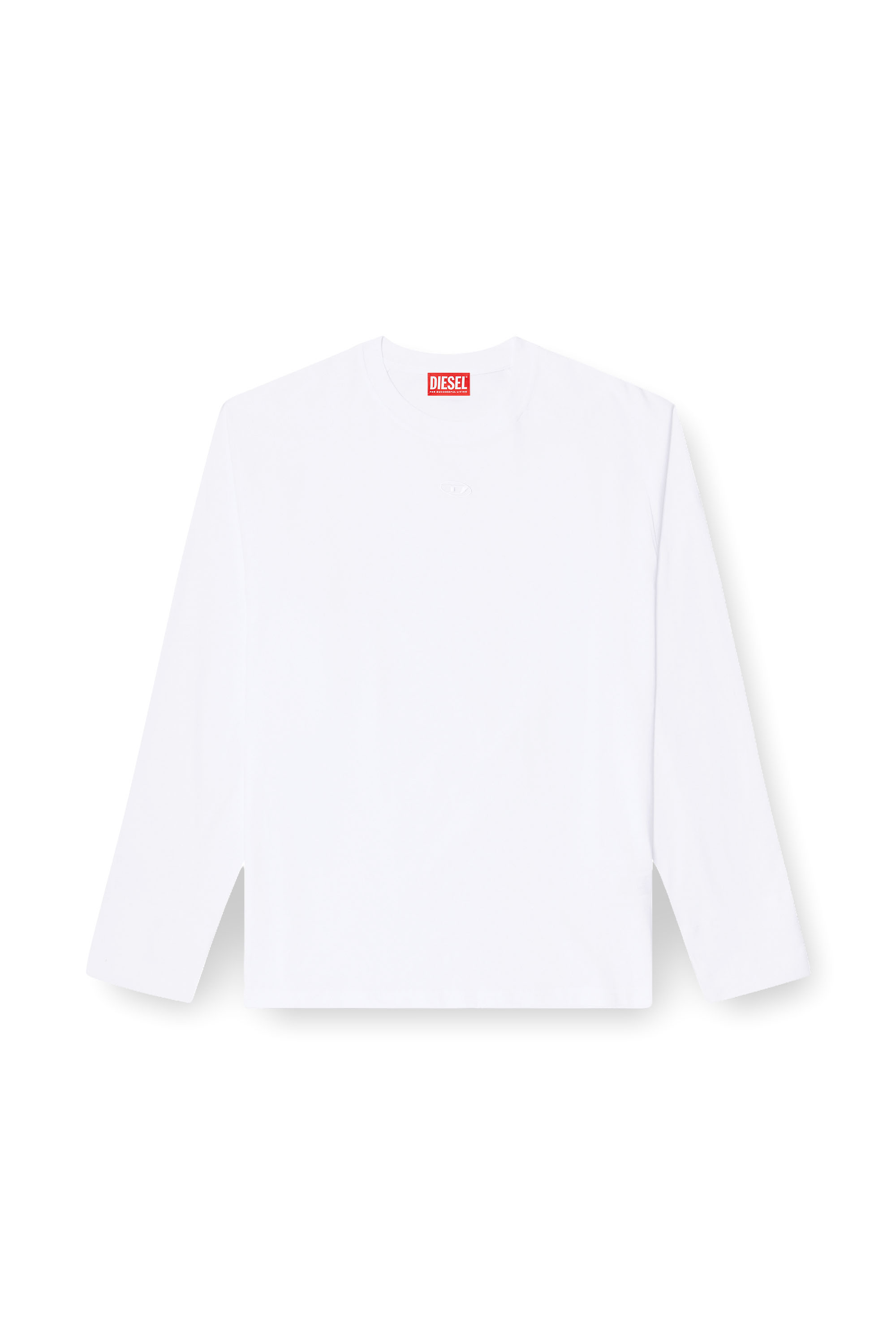 Diesel - T-KRISTIAN, Man's T-shirt with biker detail cuff in White - 2