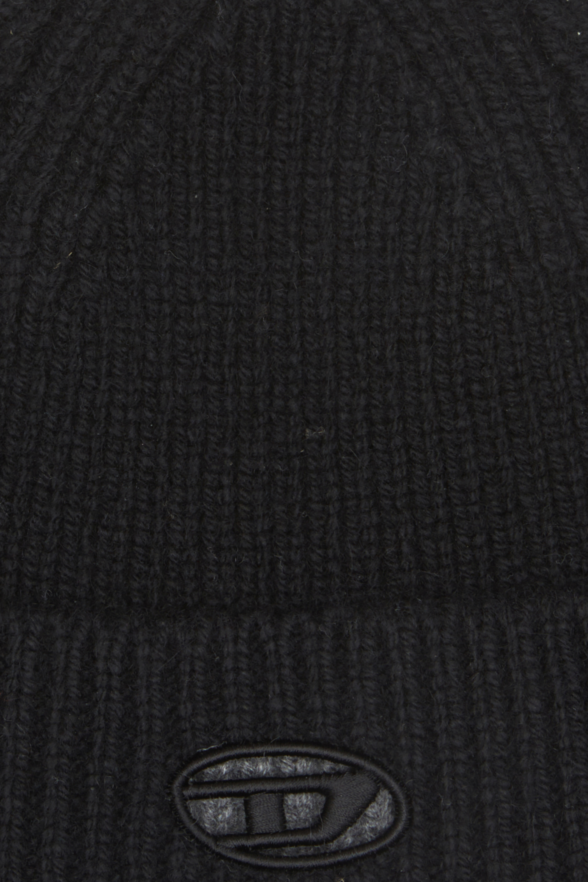 Diesel - K-ARAC, Beanie a coste con Oval D cut-out Unisex in Nero - 3