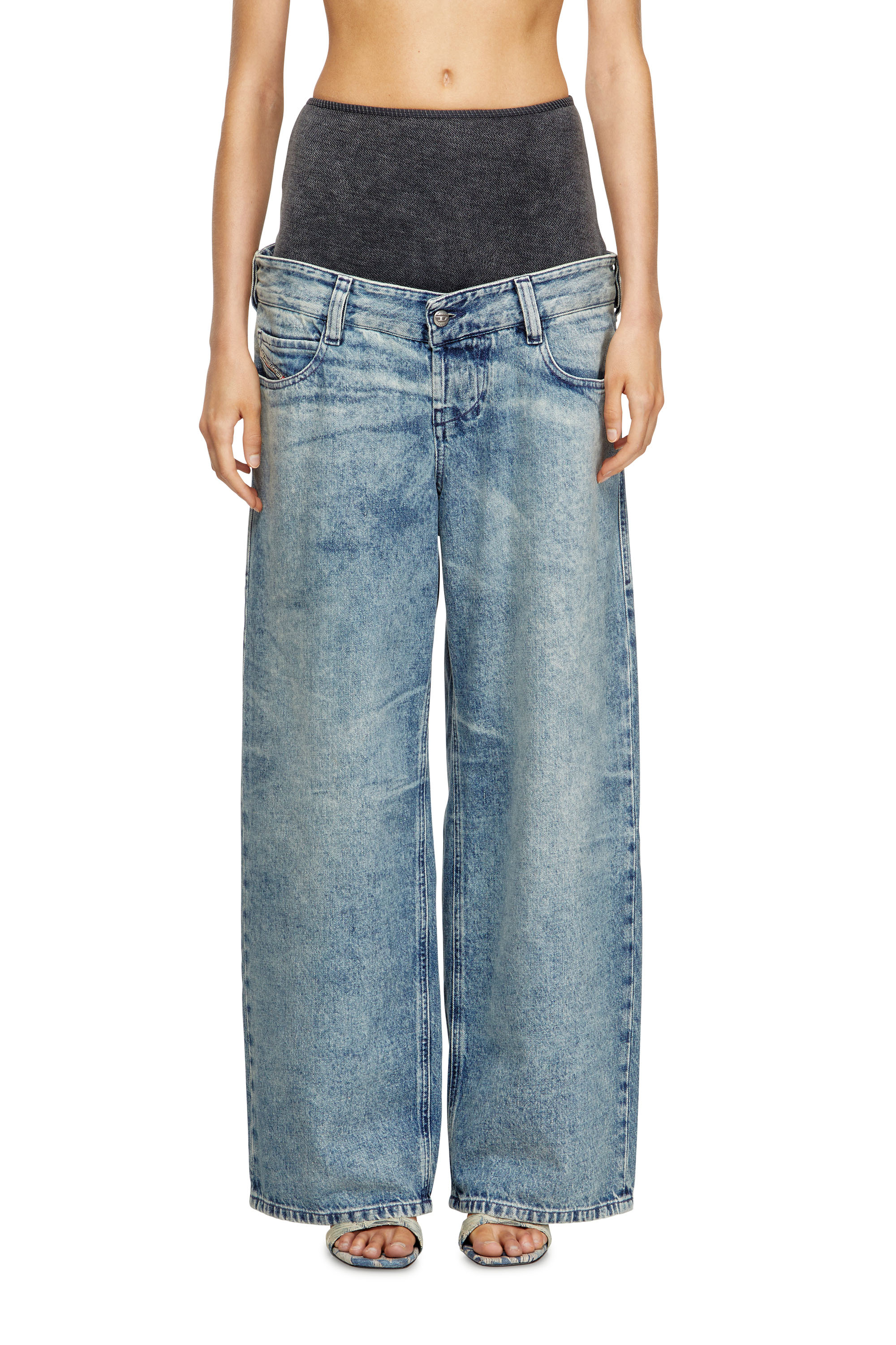 Diesel - Relaxed Jeans D-Eni 09N97 Femme, Bleu moyen - Image 1