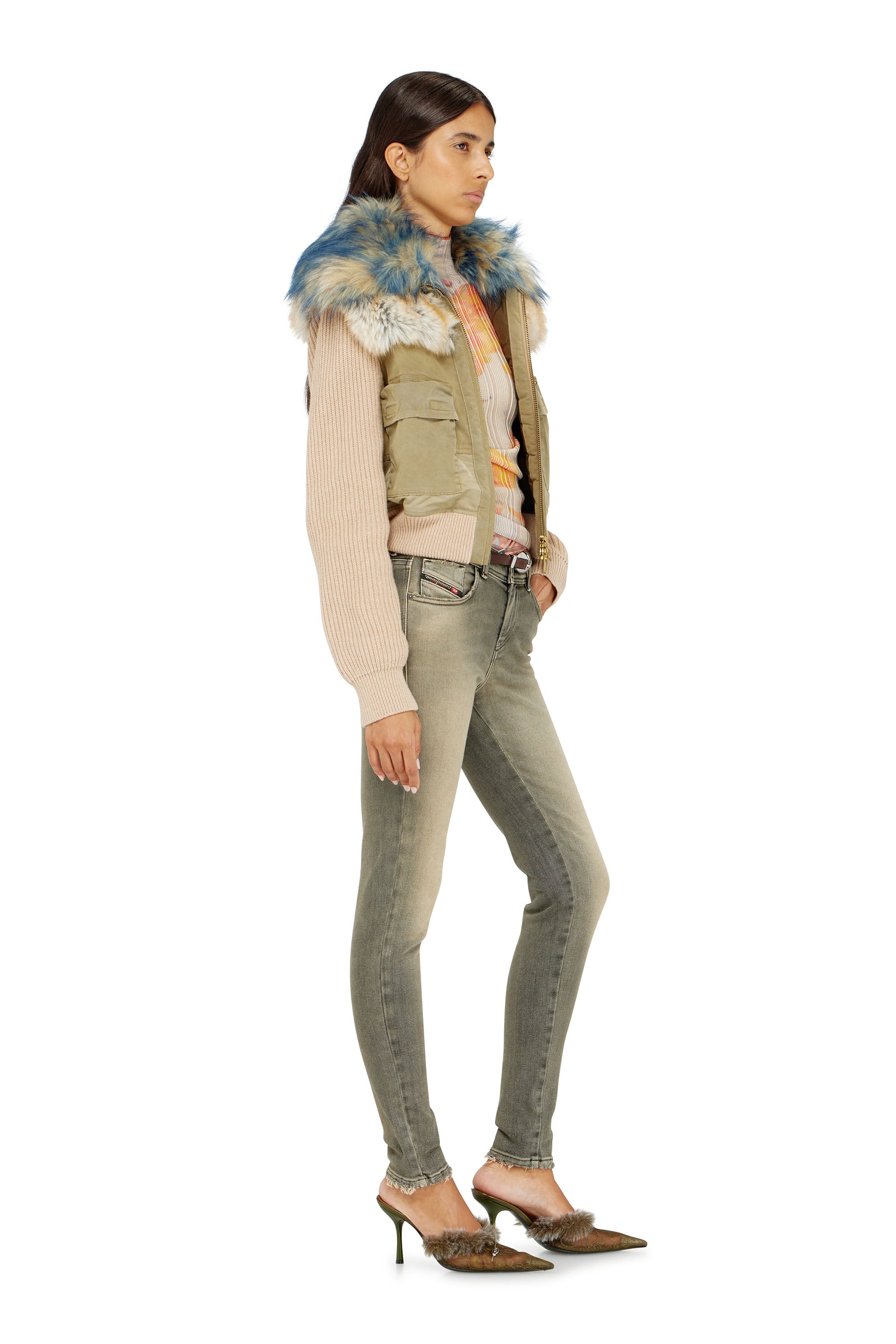 Diesel - Skinny Jeans 2017 Slandy 09P32 Donna, Grigio - Image 2