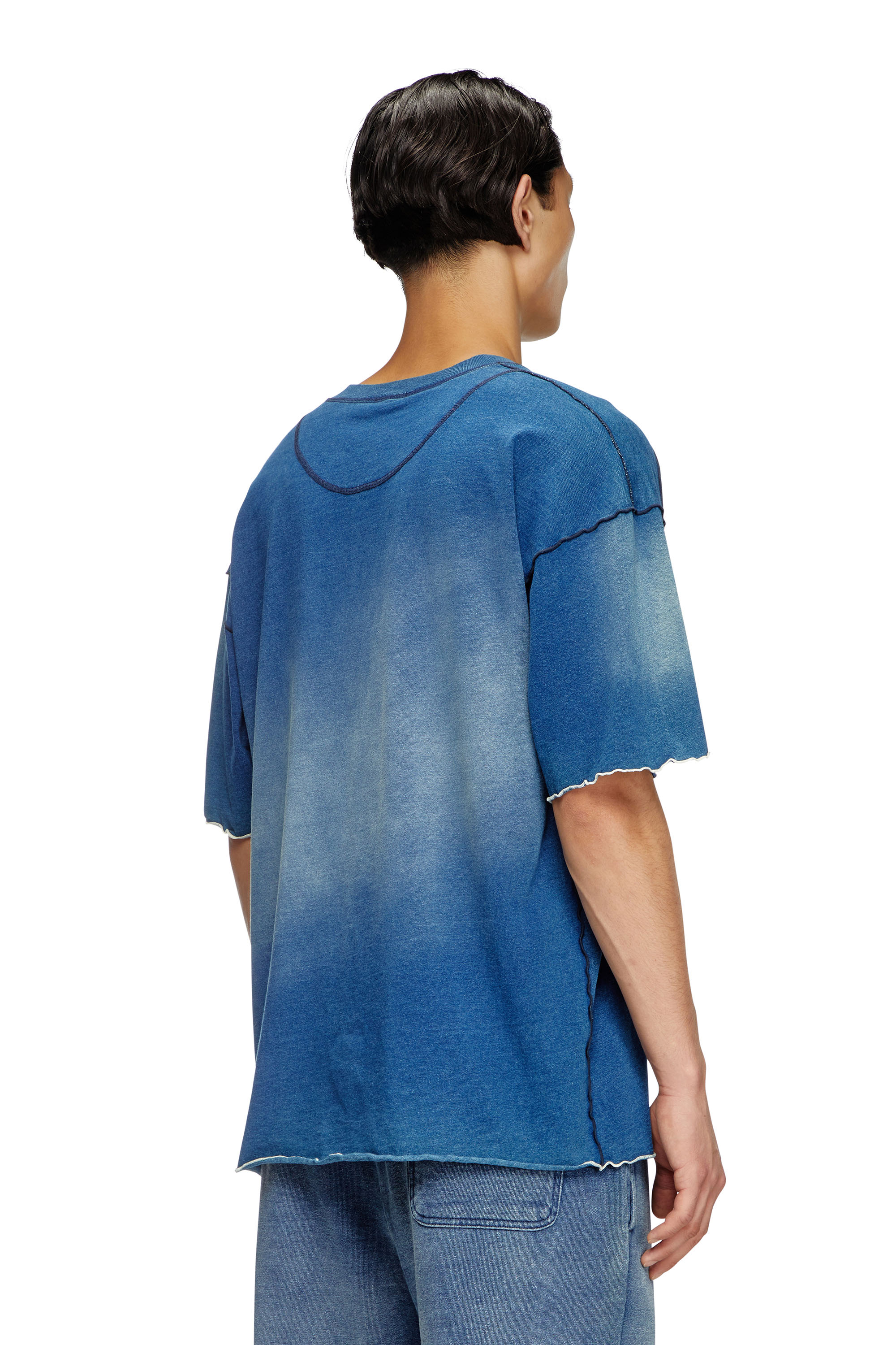 Diesel - T-CRAO-BOXT, Herren Verblasstes T-Shirt mit Mikro-Logo in Blau - 4